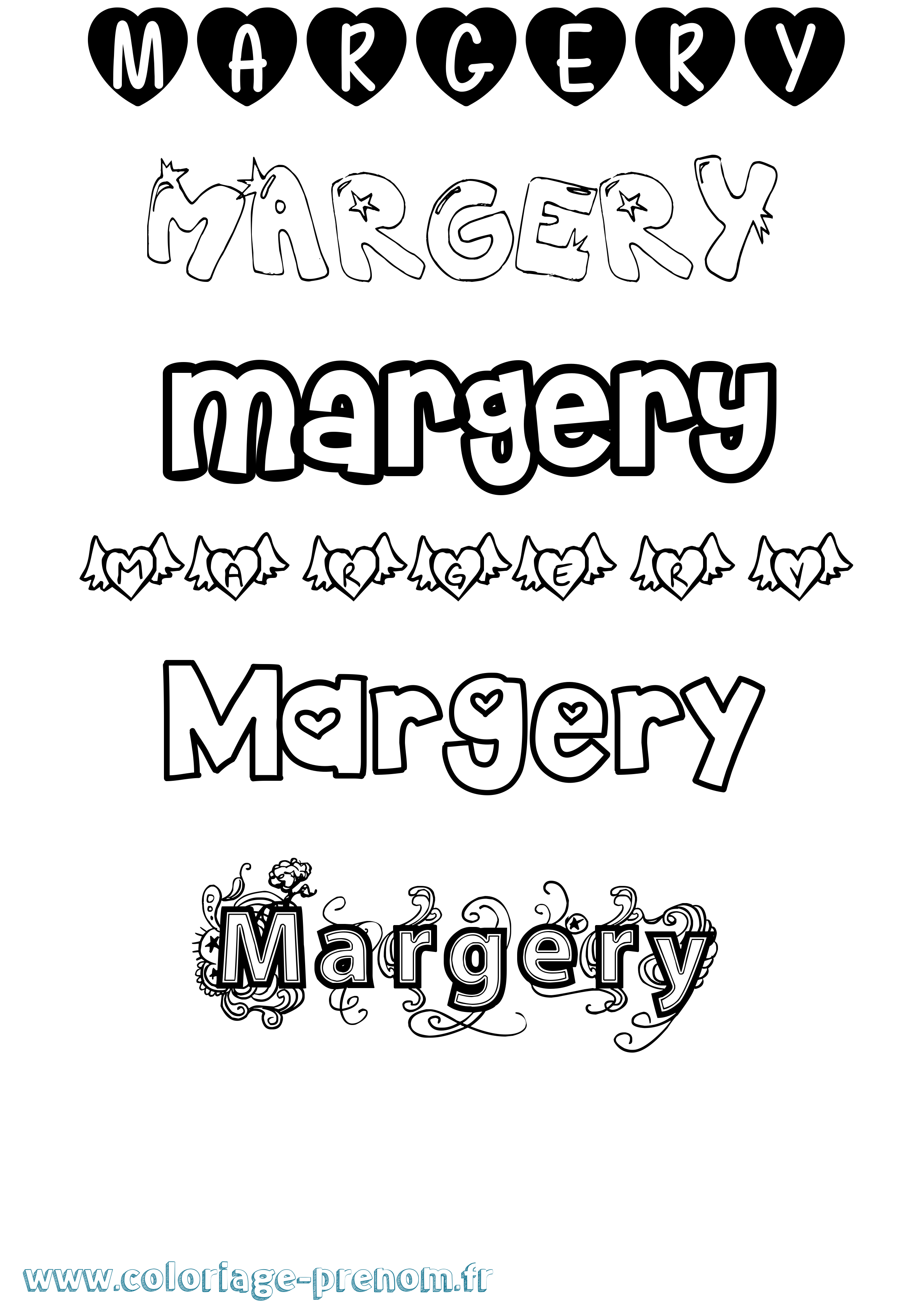 Coloriage Margery Girly Coloriage prénom Margery Girly