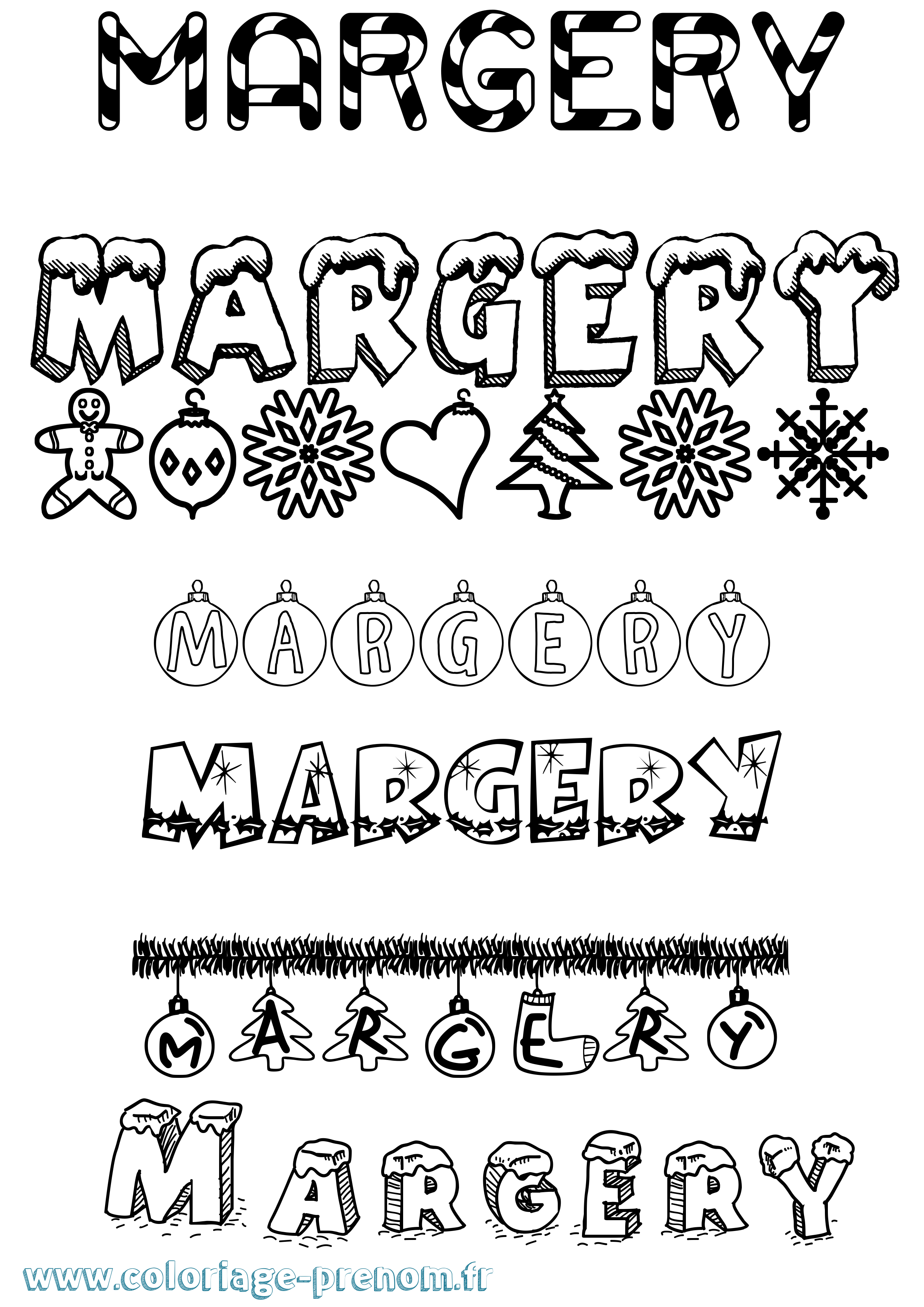 Coloriage Margery Noël Coloriage prénom Margery Noël