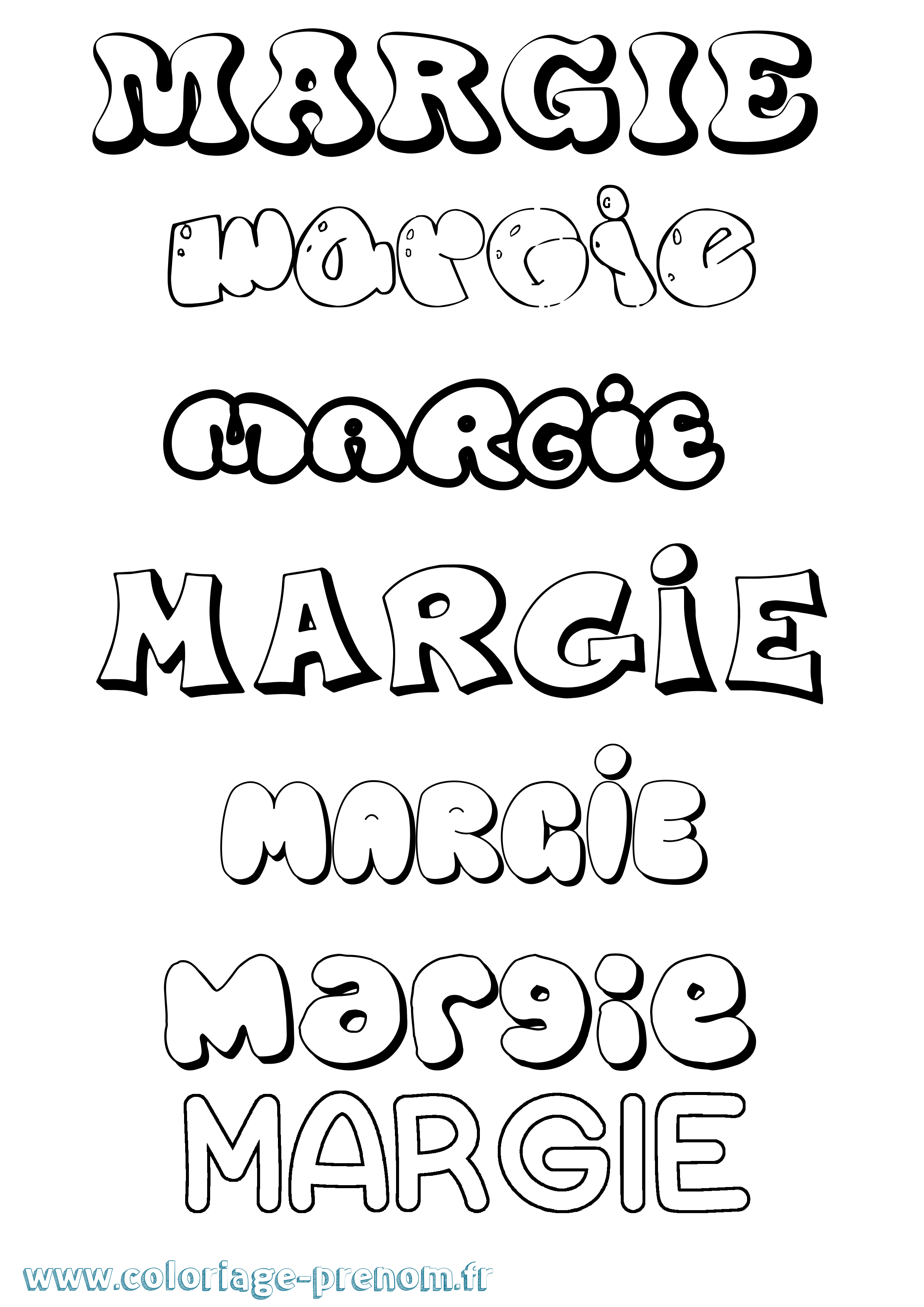 Coloriage Margie Bubble Coloriage prénom Margie Bubble