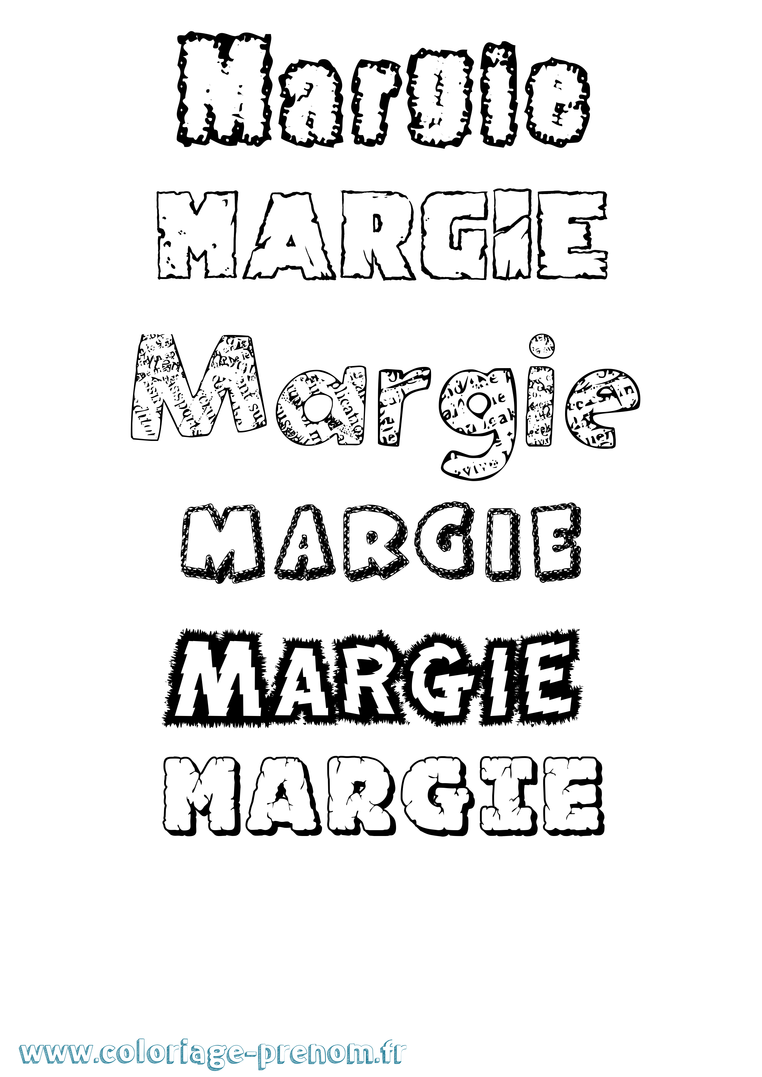 Coloriage Margie Destructuré Coloriage prénom Margie Destructuré