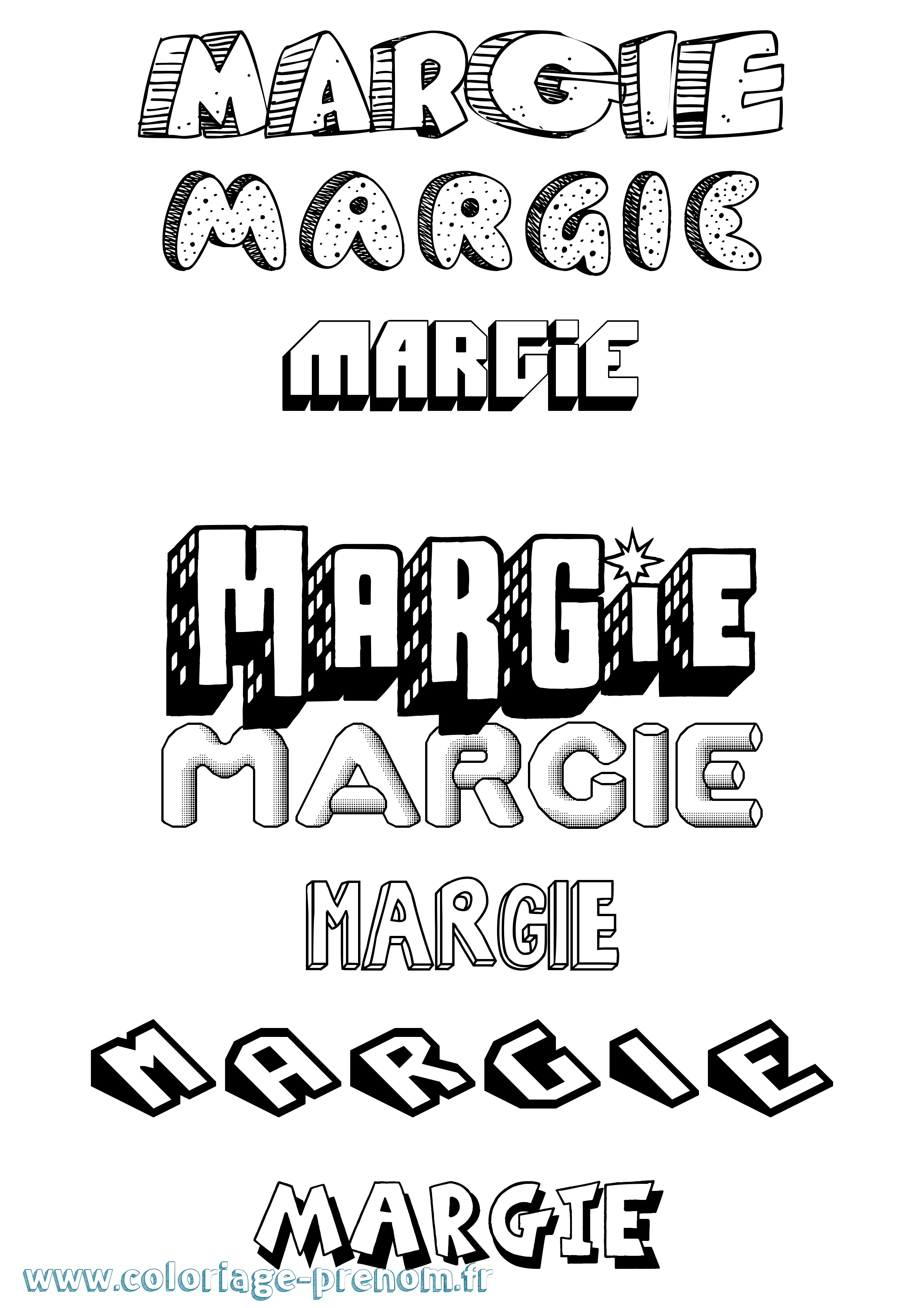 Coloriage Margie Effet 3D Coloriage prénom Margie Effet 3D