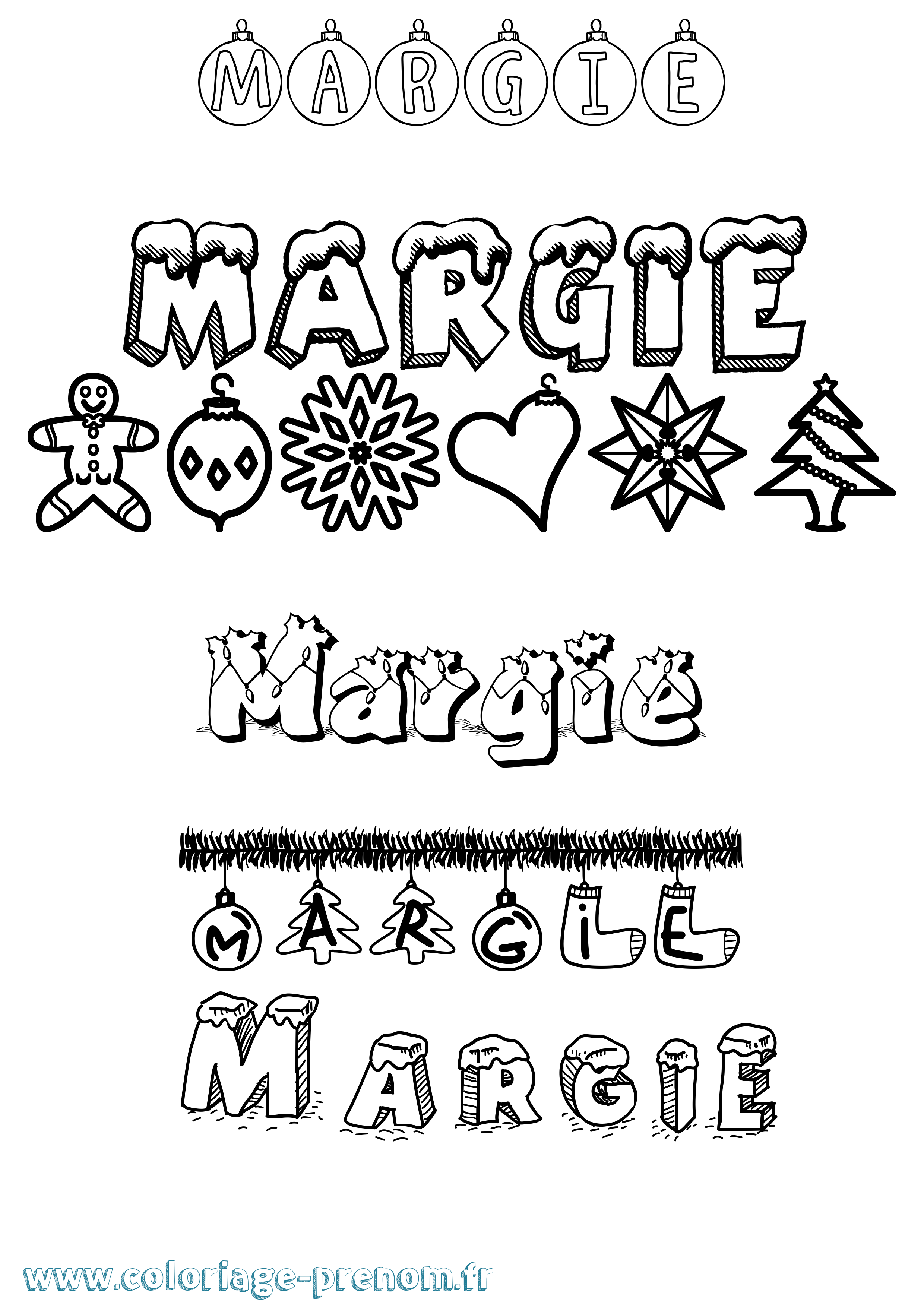 Coloriage Margie Noël Coloriage prénom Margie Noël