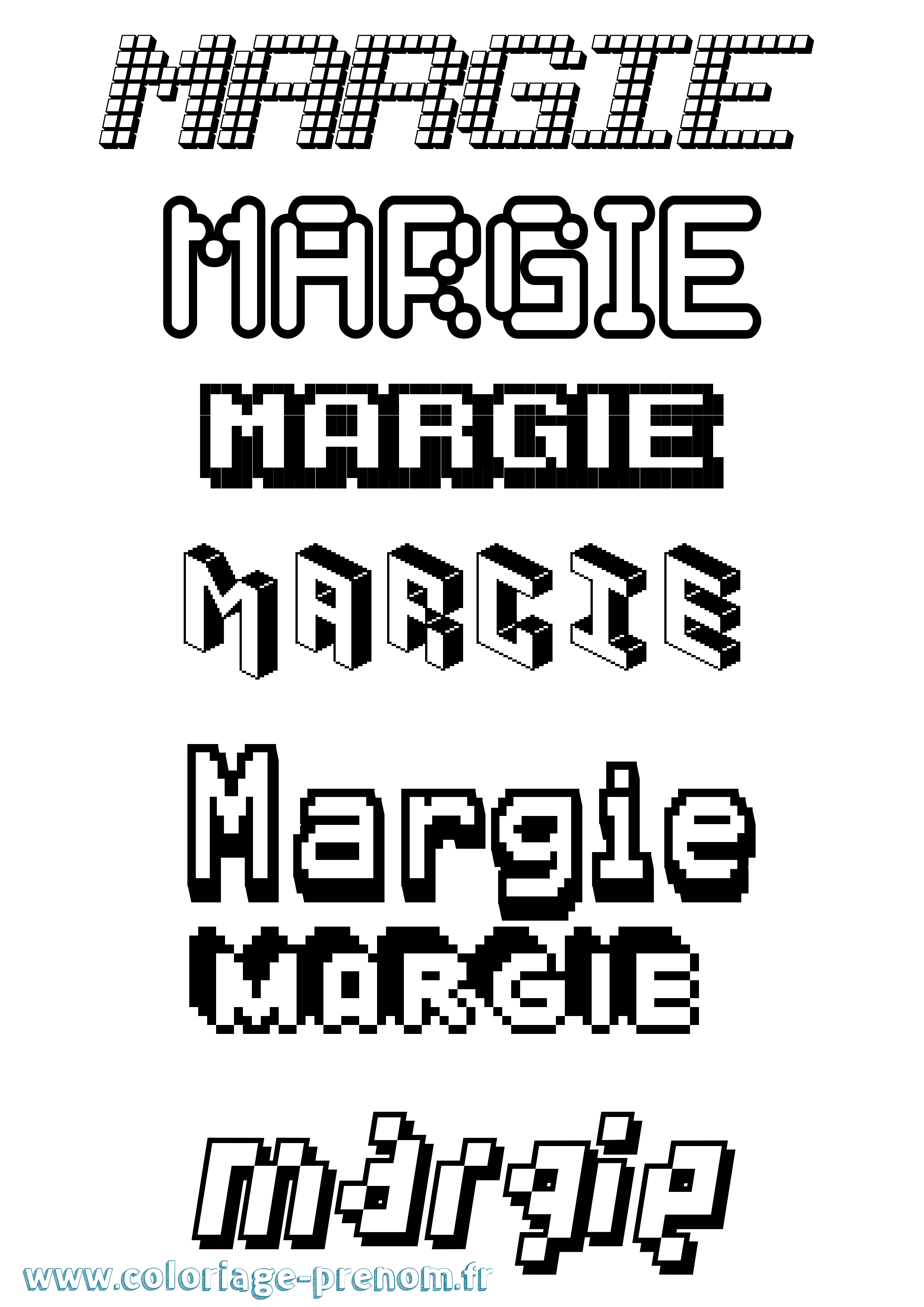 Coloriage Margie Pixel Coloriage prénom Margie Pixel