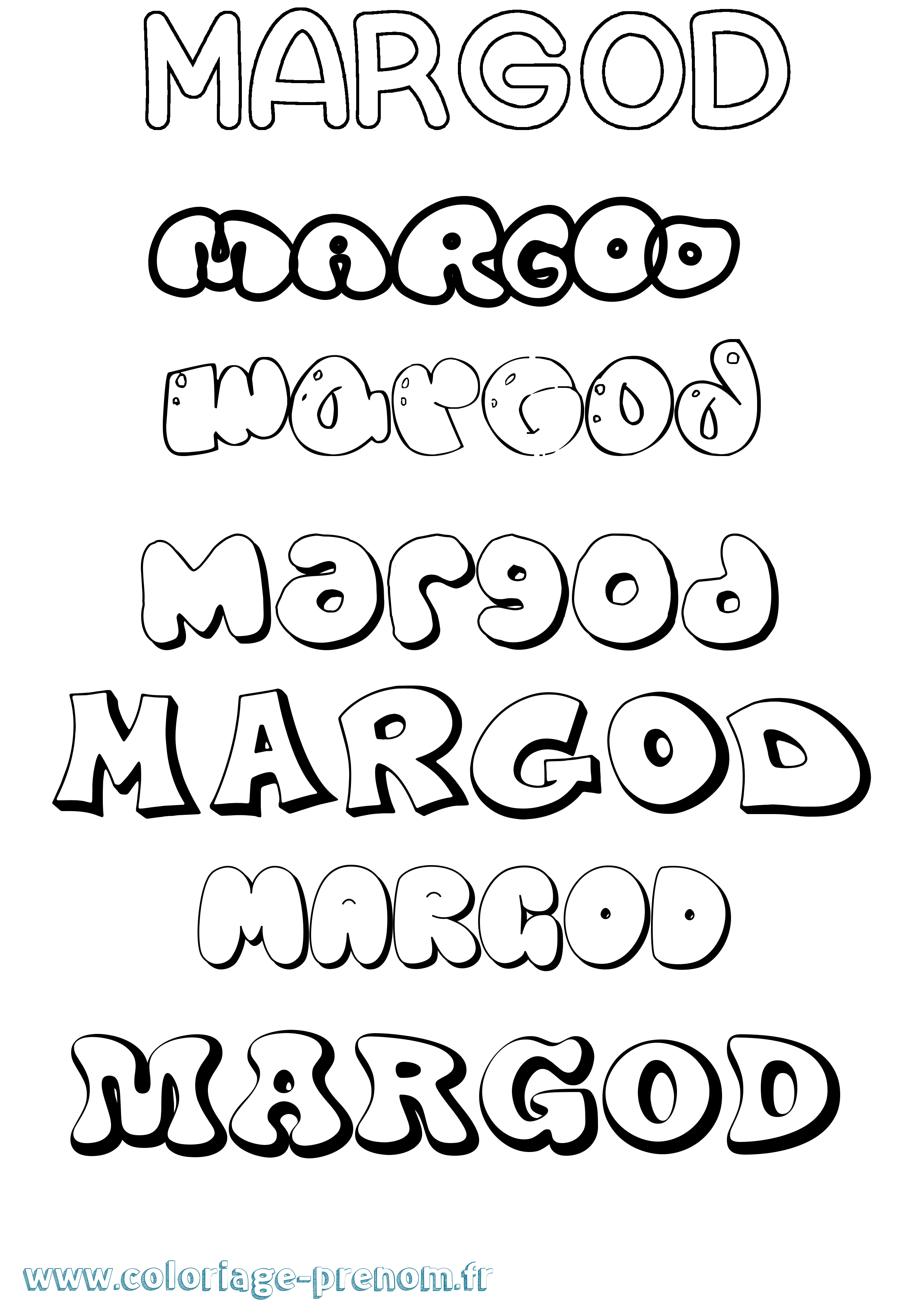 Coloriage Margod Bubble Coloriage prénom Margod Bubble