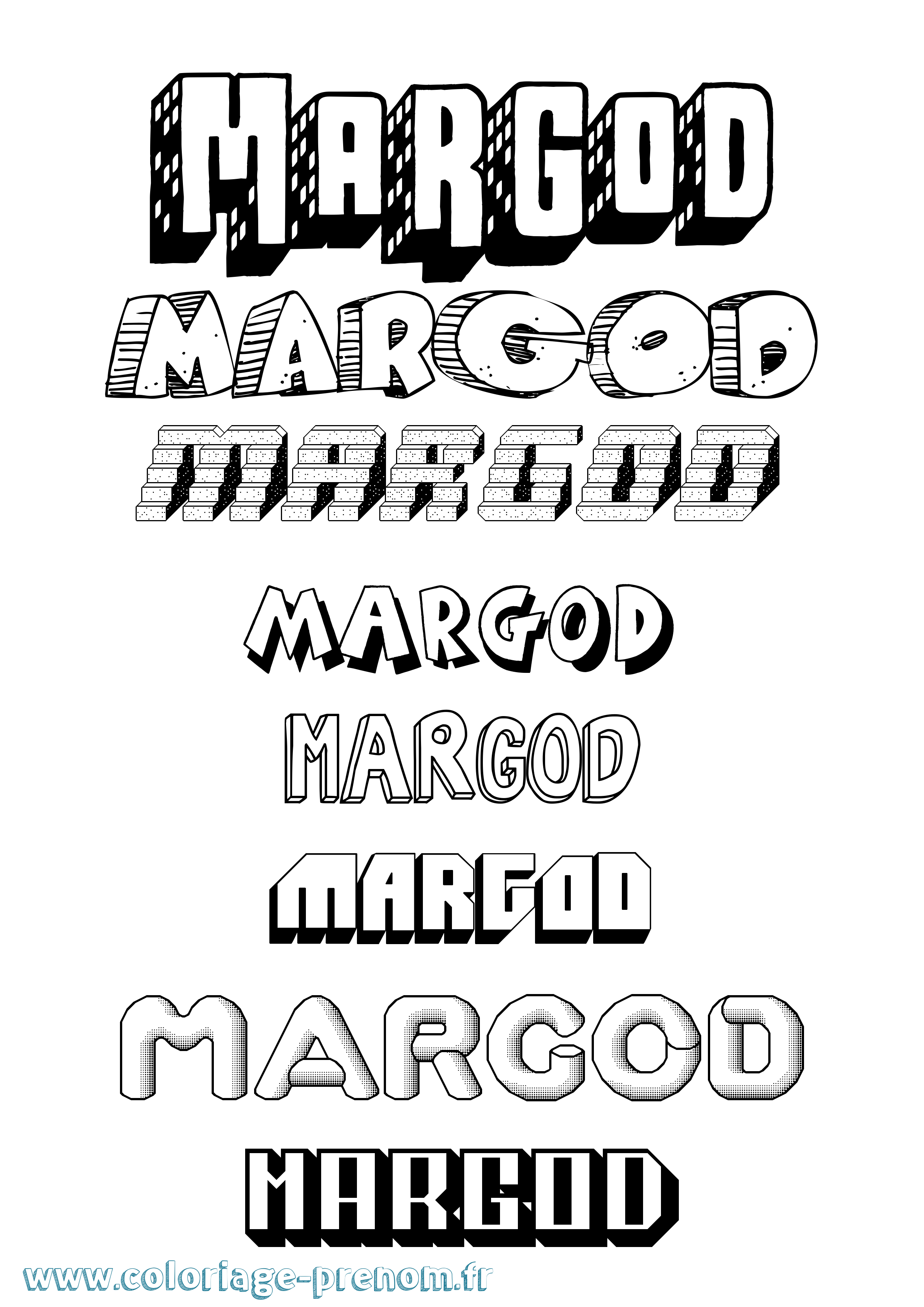 Coloriage Margod Effet 3D Coloriage prénom Margod Effet 3D