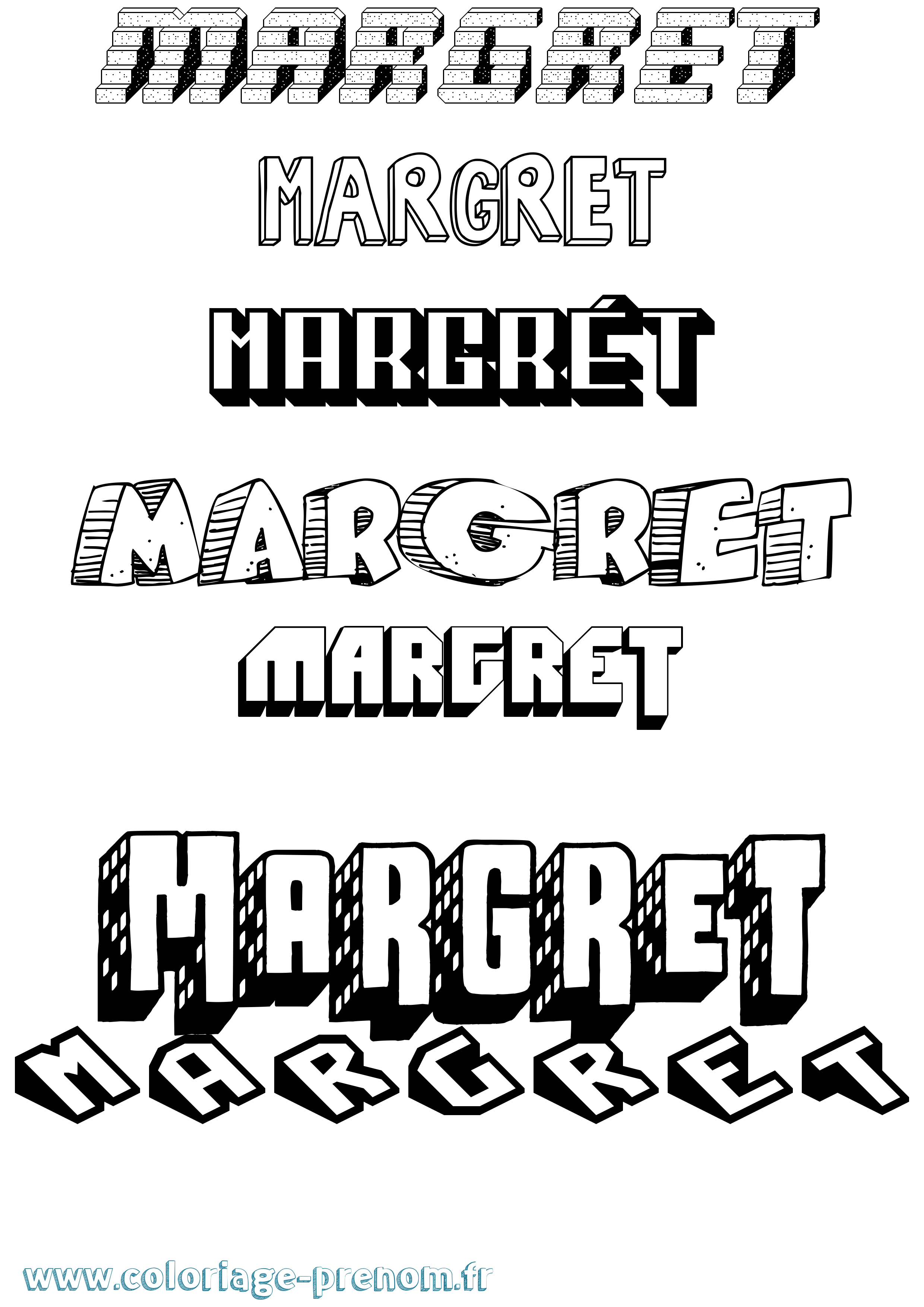 Coloriage Margrét Effet 3D Coloriage prénom Margrét Effet 3D