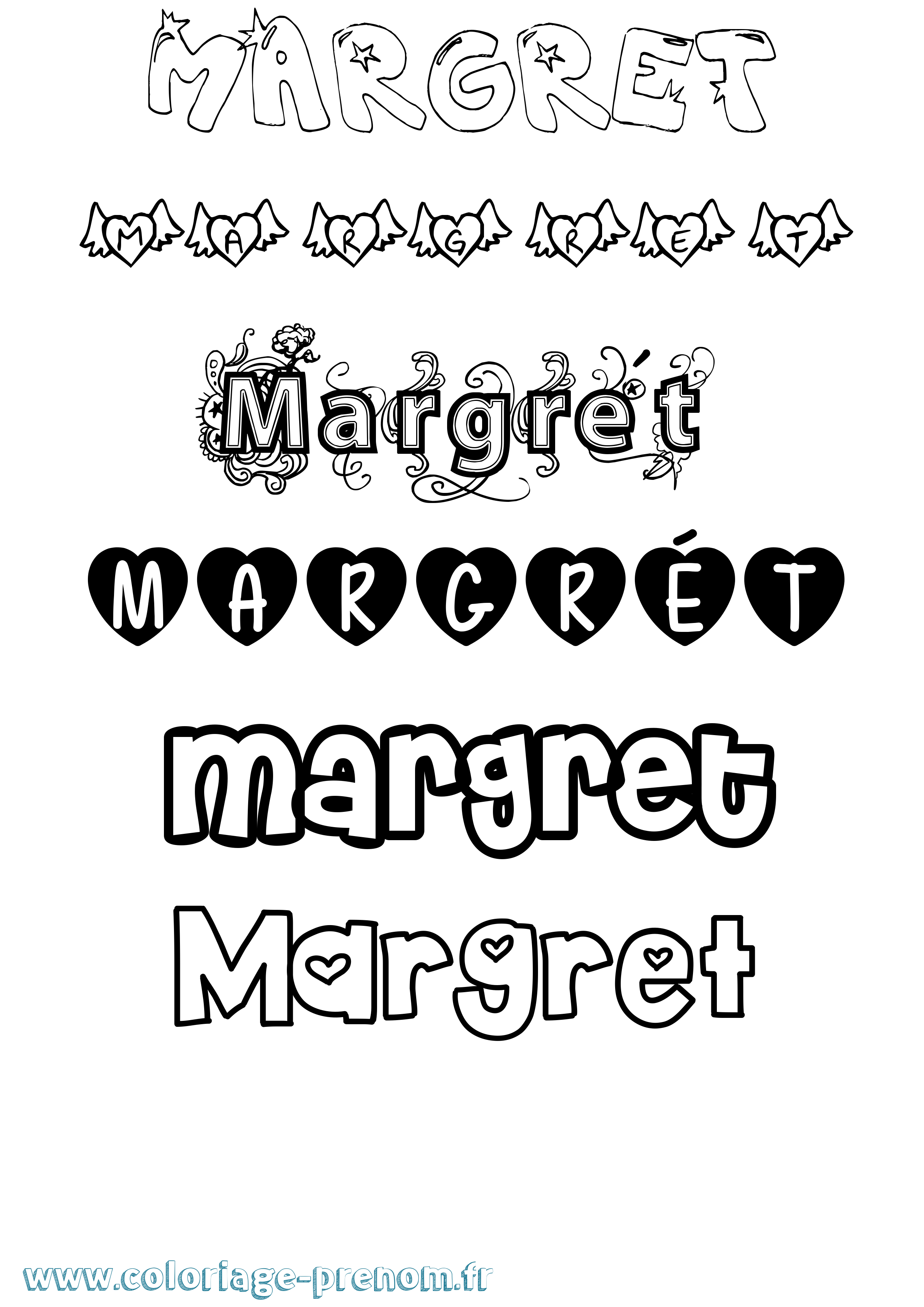 Coloriage Margrét Girly Coloriage prénom Margrét Girly