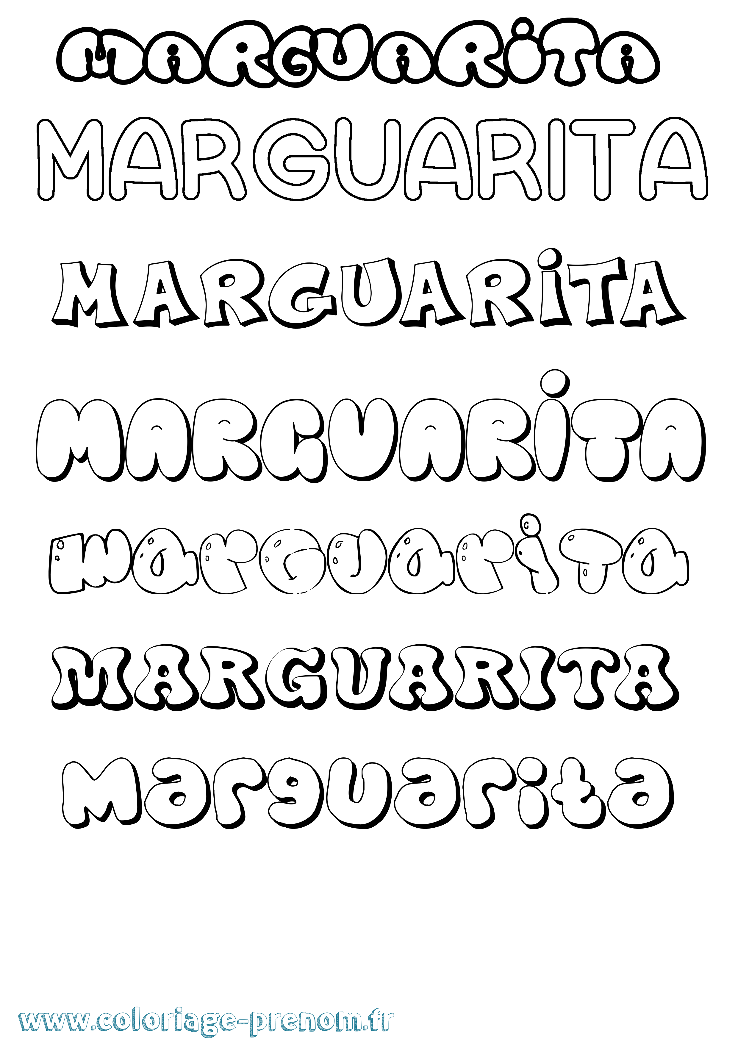 Coloriage Marguarita Bubble Coloriage prénom Marguarita Bubble