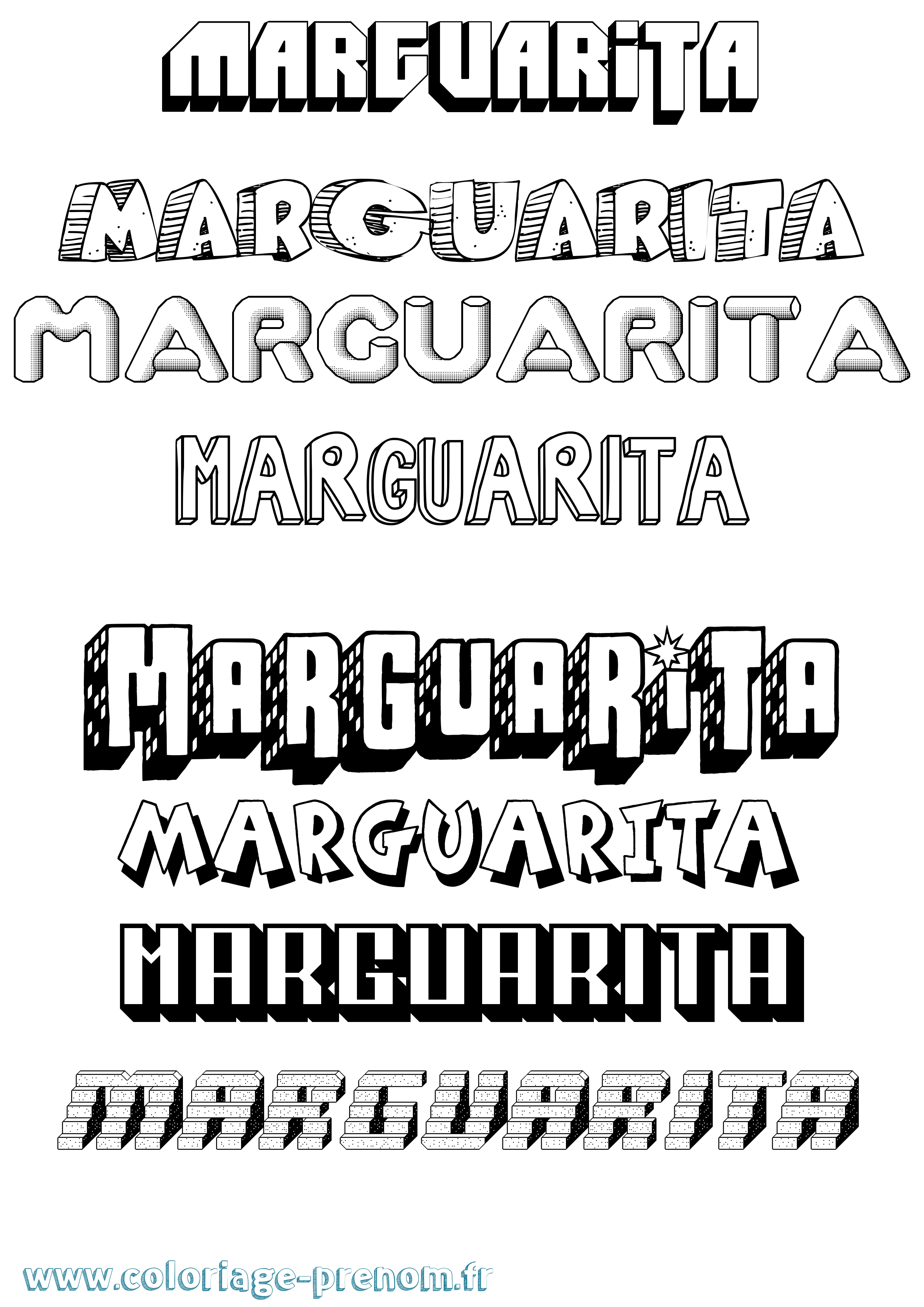 Coloriage Marguarita Effet 3D Coloriage prénom Marguarita Effet 3D