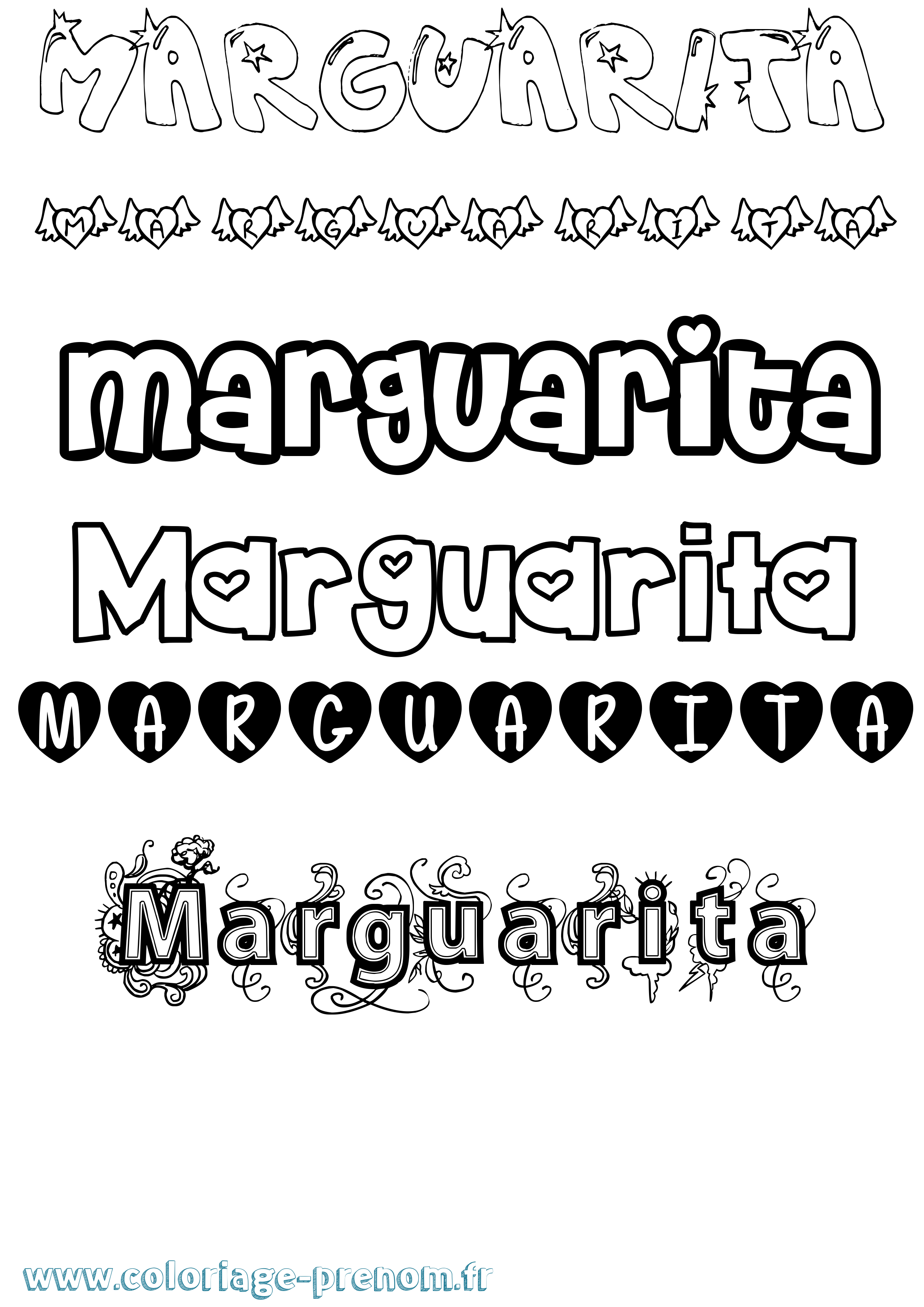 Coloriage Marguarita Girly Coloriage prénom Marguarita Girly