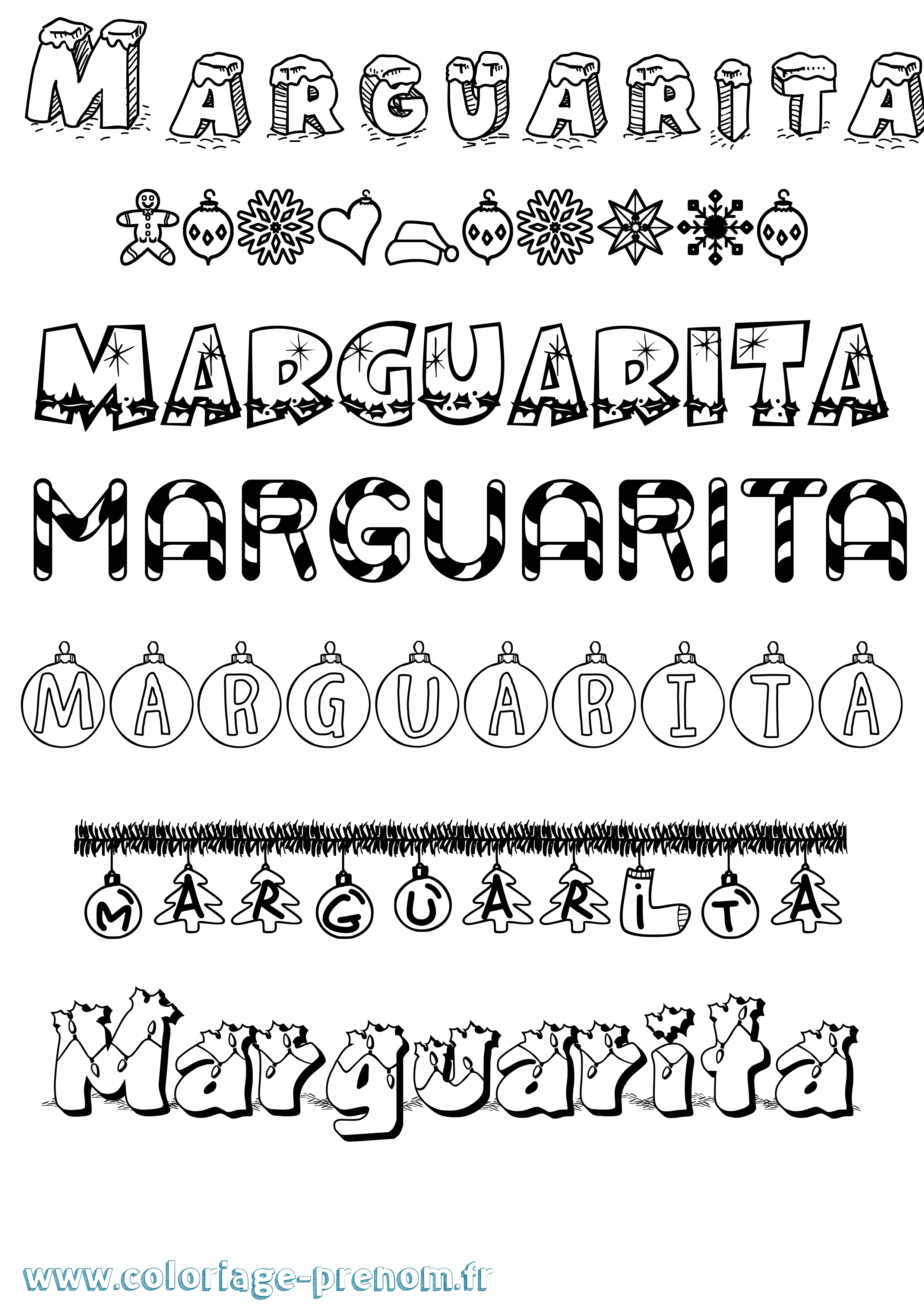 Coloriage Marguarita Noël Coloriage prénom Marguarita Noël