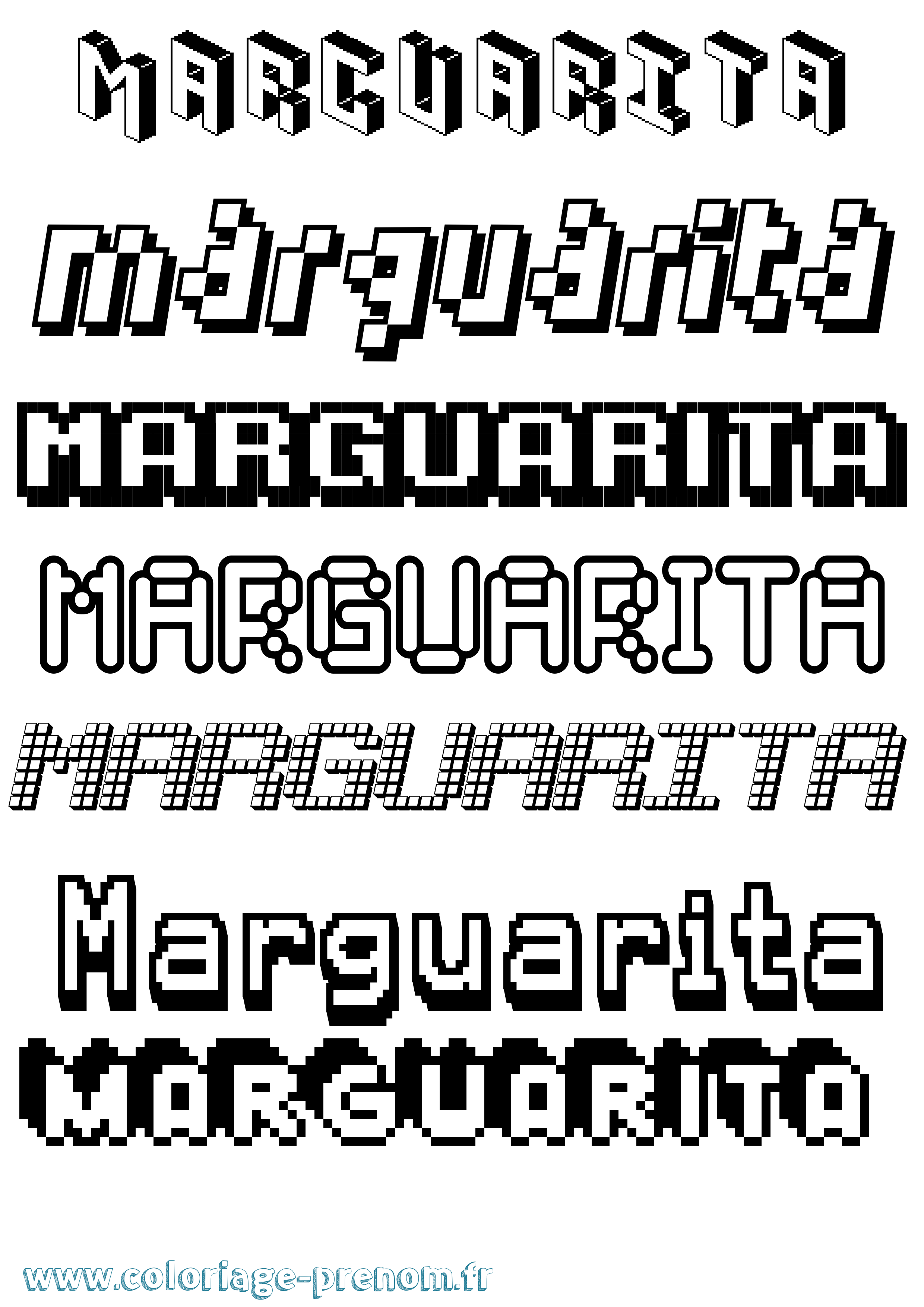 Coloriage Marguarita Pixel Coloriage prénom Marguarita Pixel