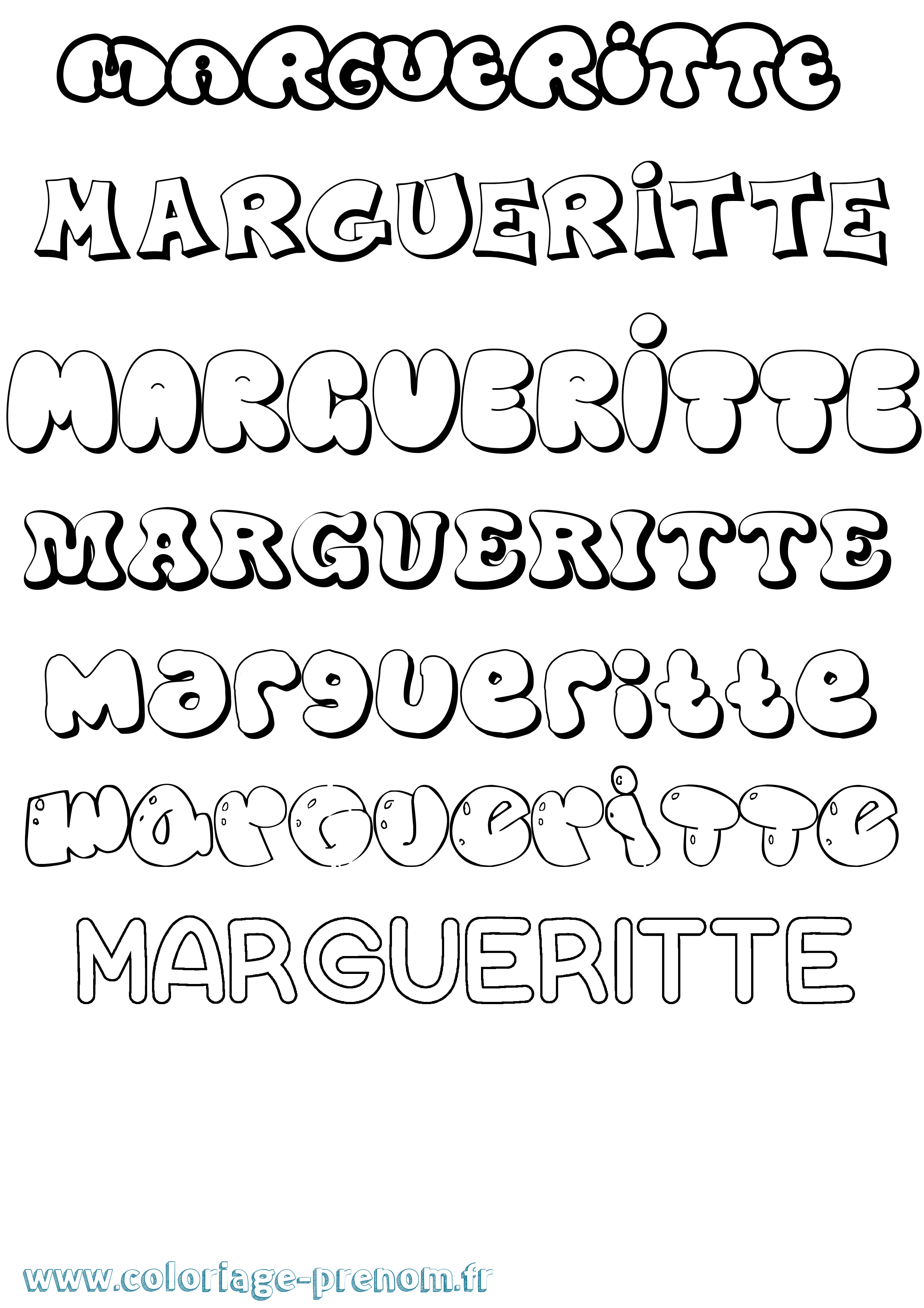 Coloriage Margueritte Bubble Coloriage prénom Margueritte Bubble