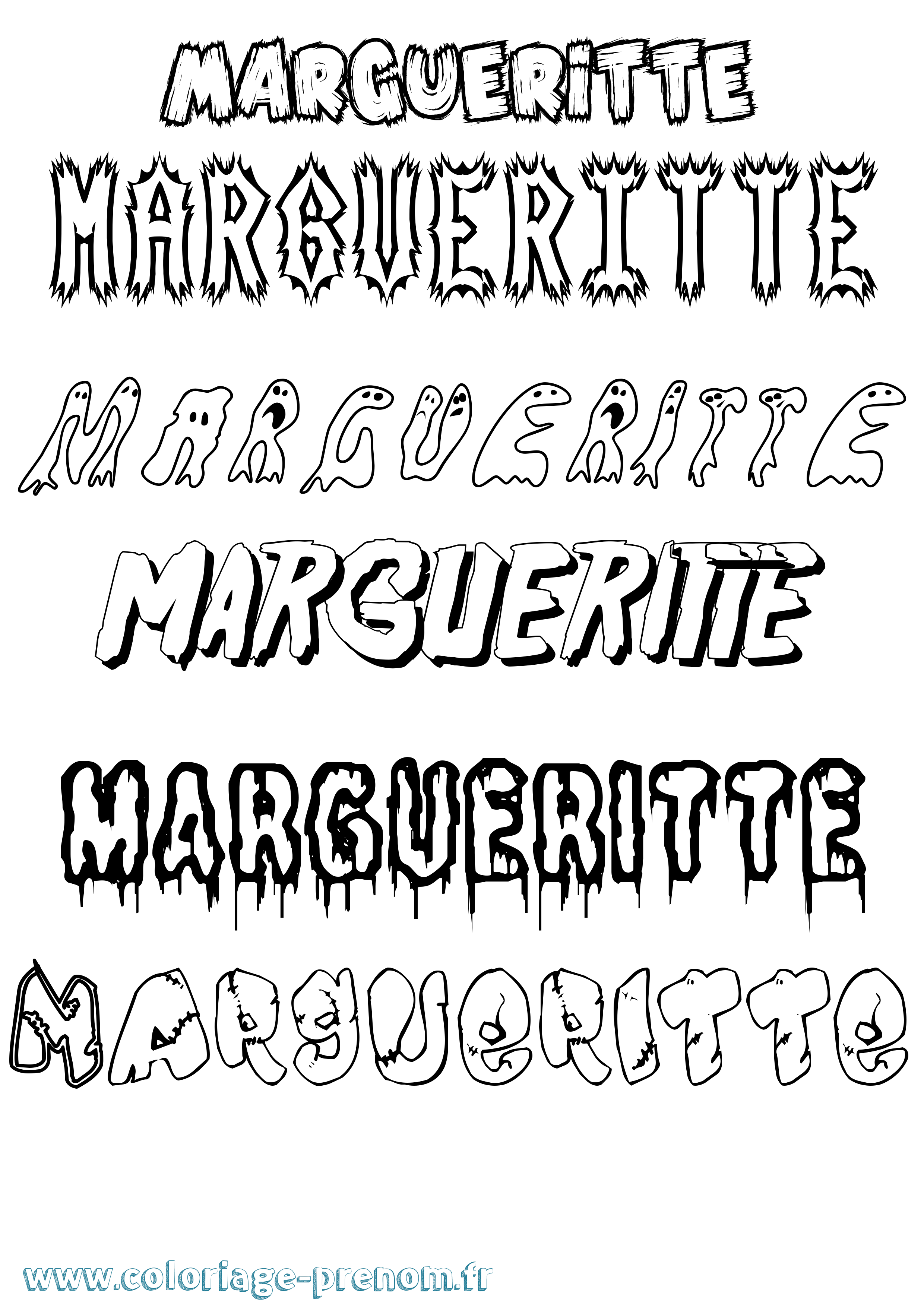 Coloriage Margueritte Frisson Coloriage prénom Margueritte Frisson