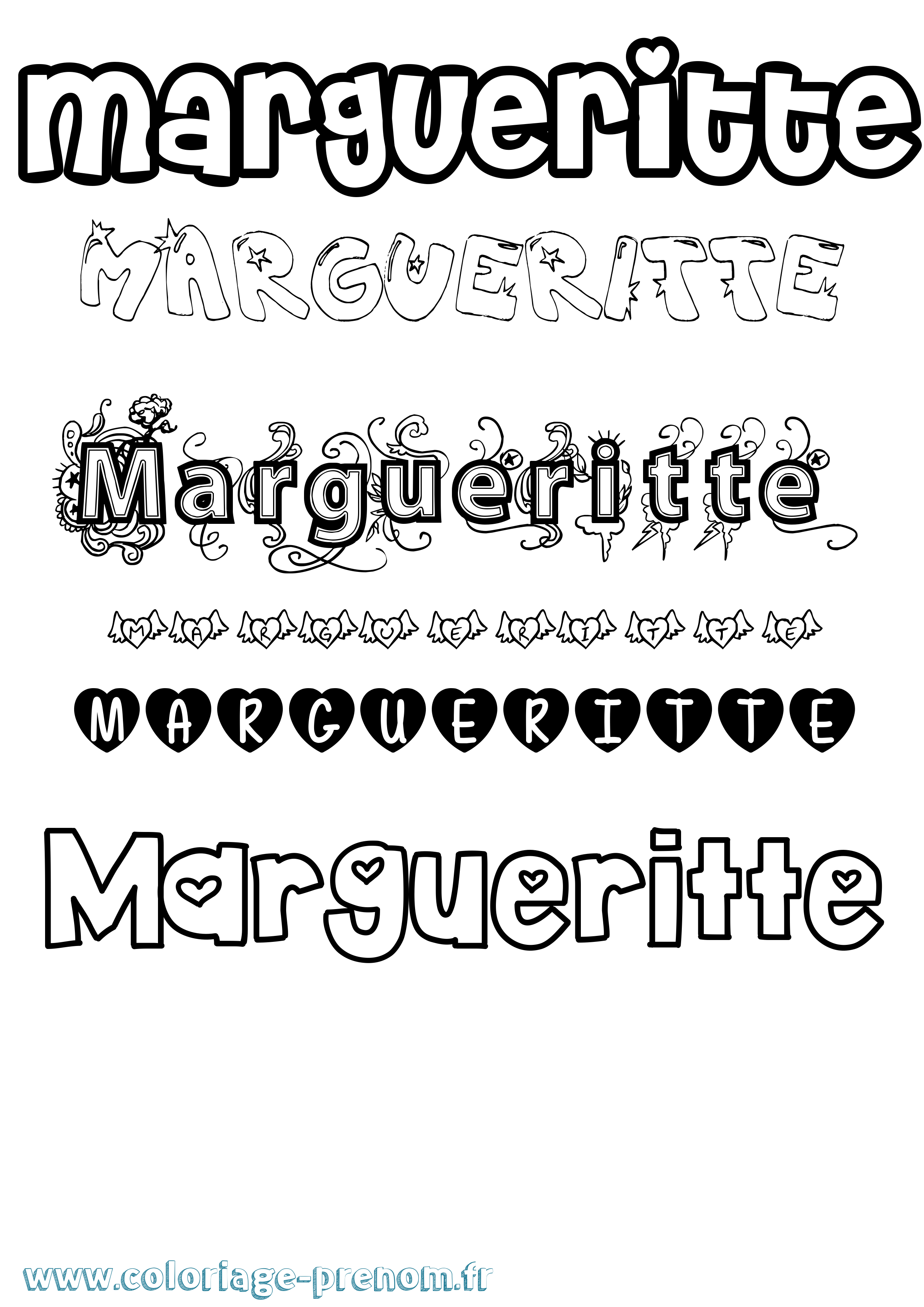 Coloriage Margueritte Girly Coloriage prénom Margueritte Girly