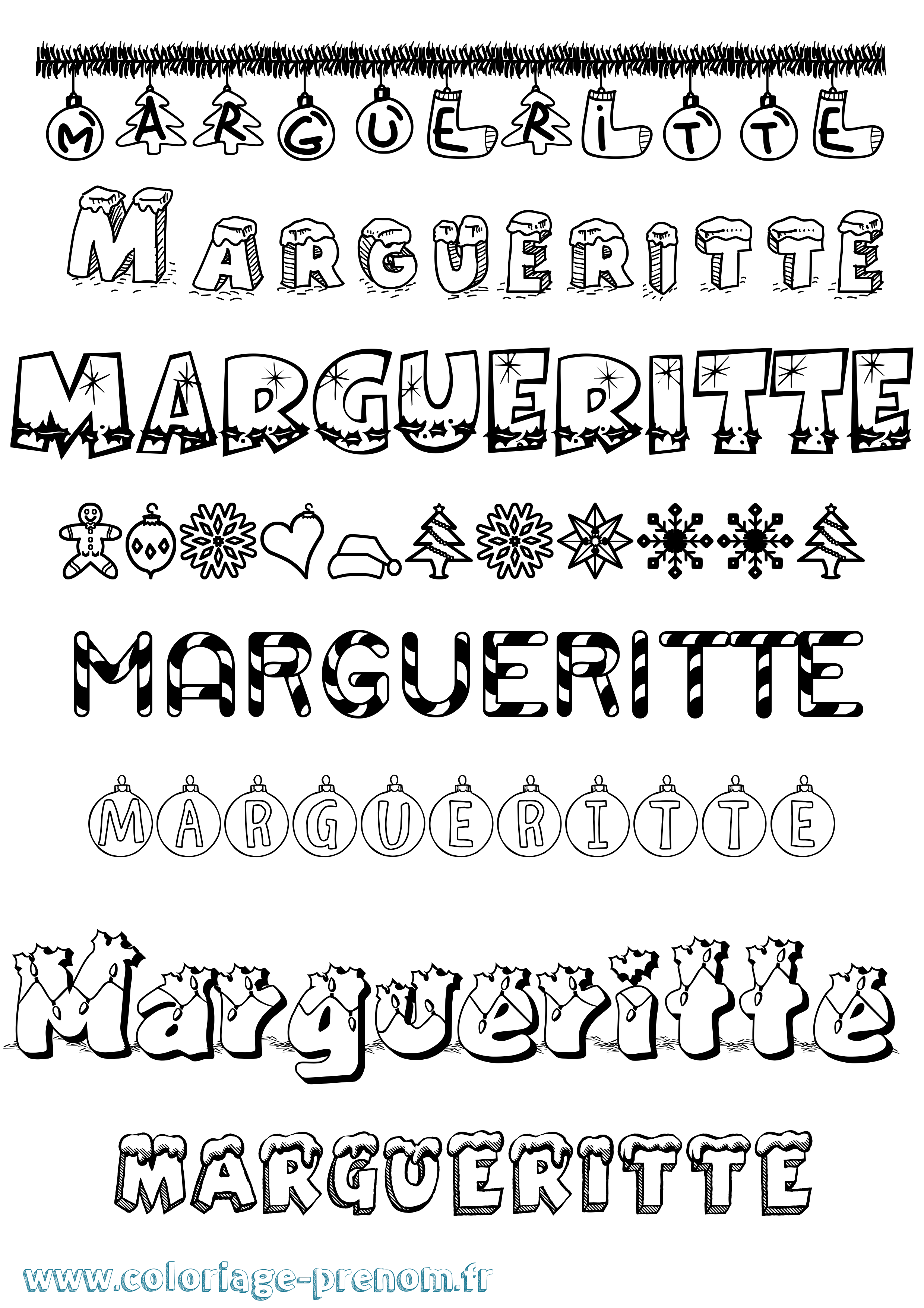 Coloriage Margueritte Noël Coloriage prénom Margueritte Noël