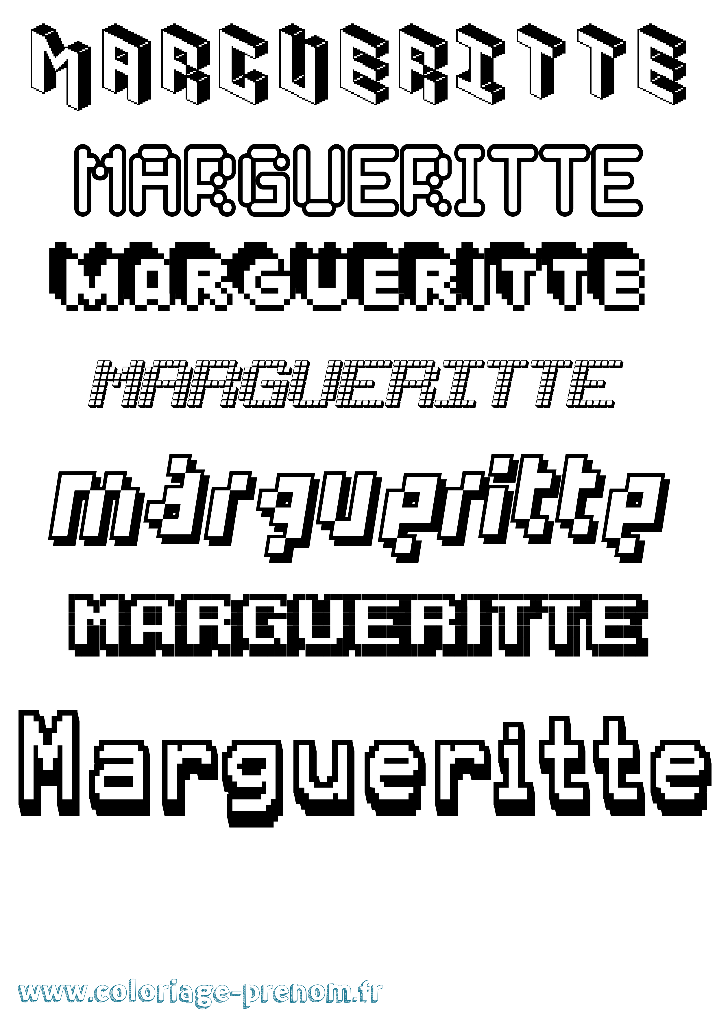Coloriage Margueritte Pixel Coloriage prénom Margueritte Pixel