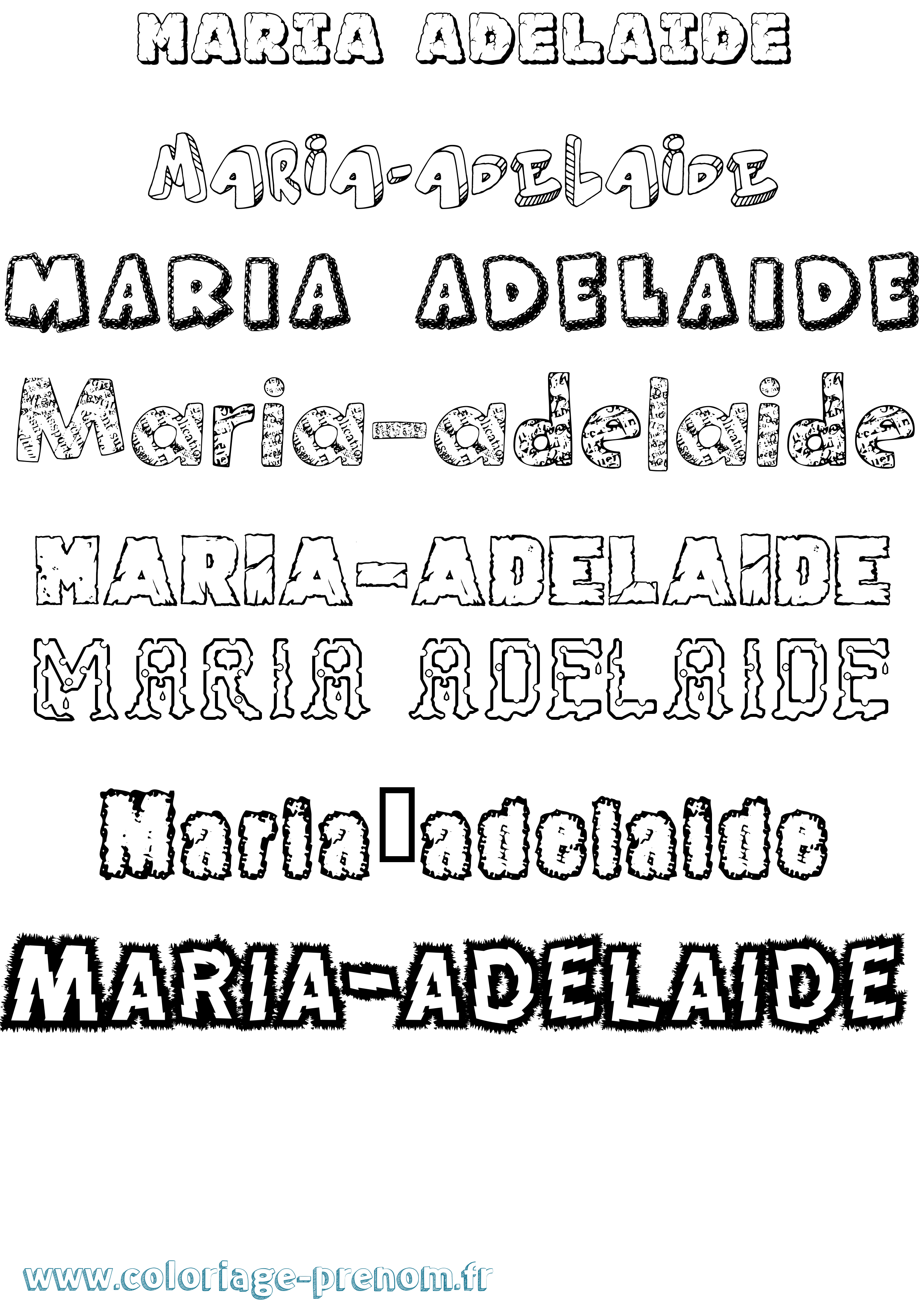 Coloriage Maria-Adelaide Destructuré Coloriage prénom Maria-Adelaide Destructuré