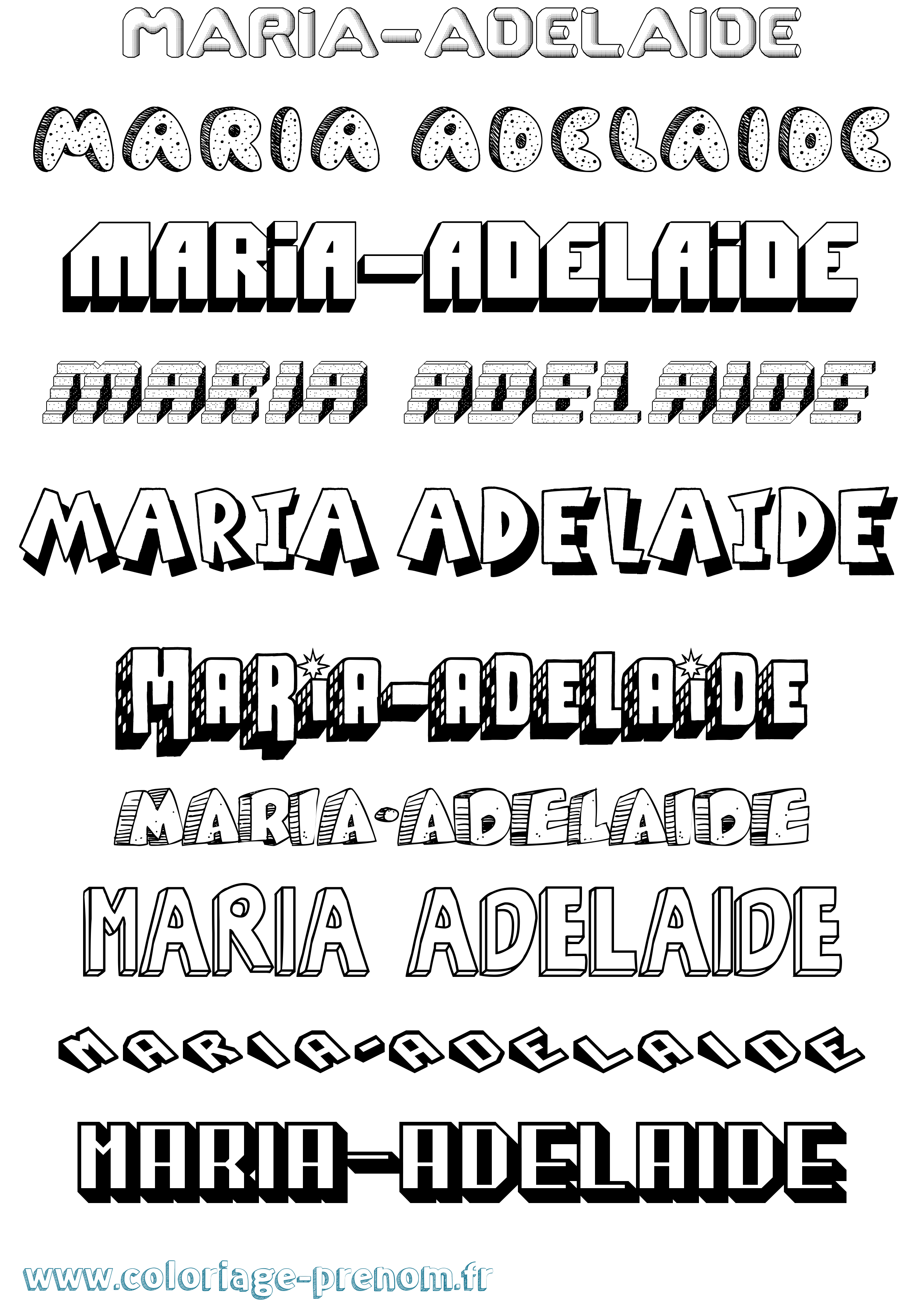 Coloriage Maria-Adelaide Effet 3D Coloriage prénom Maria-Adelaide Effet 3D