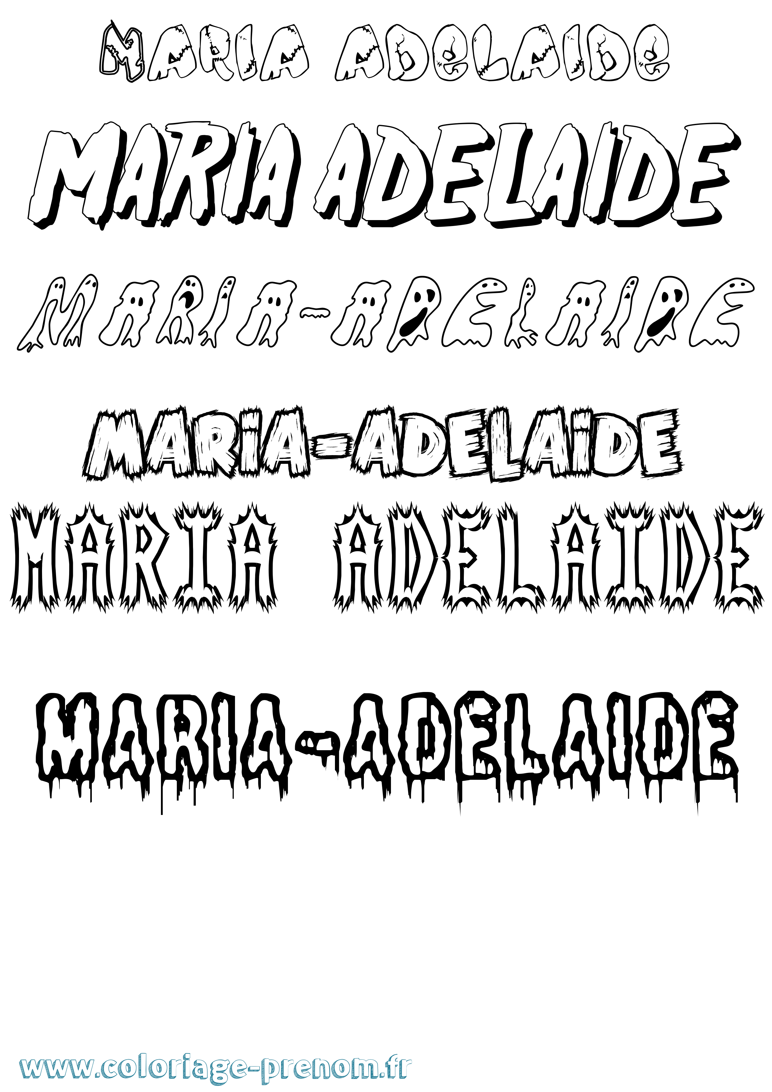 Coloriage Maria-Adelaide Frisson Coloriage prénom Maria-Adelaide Frisson