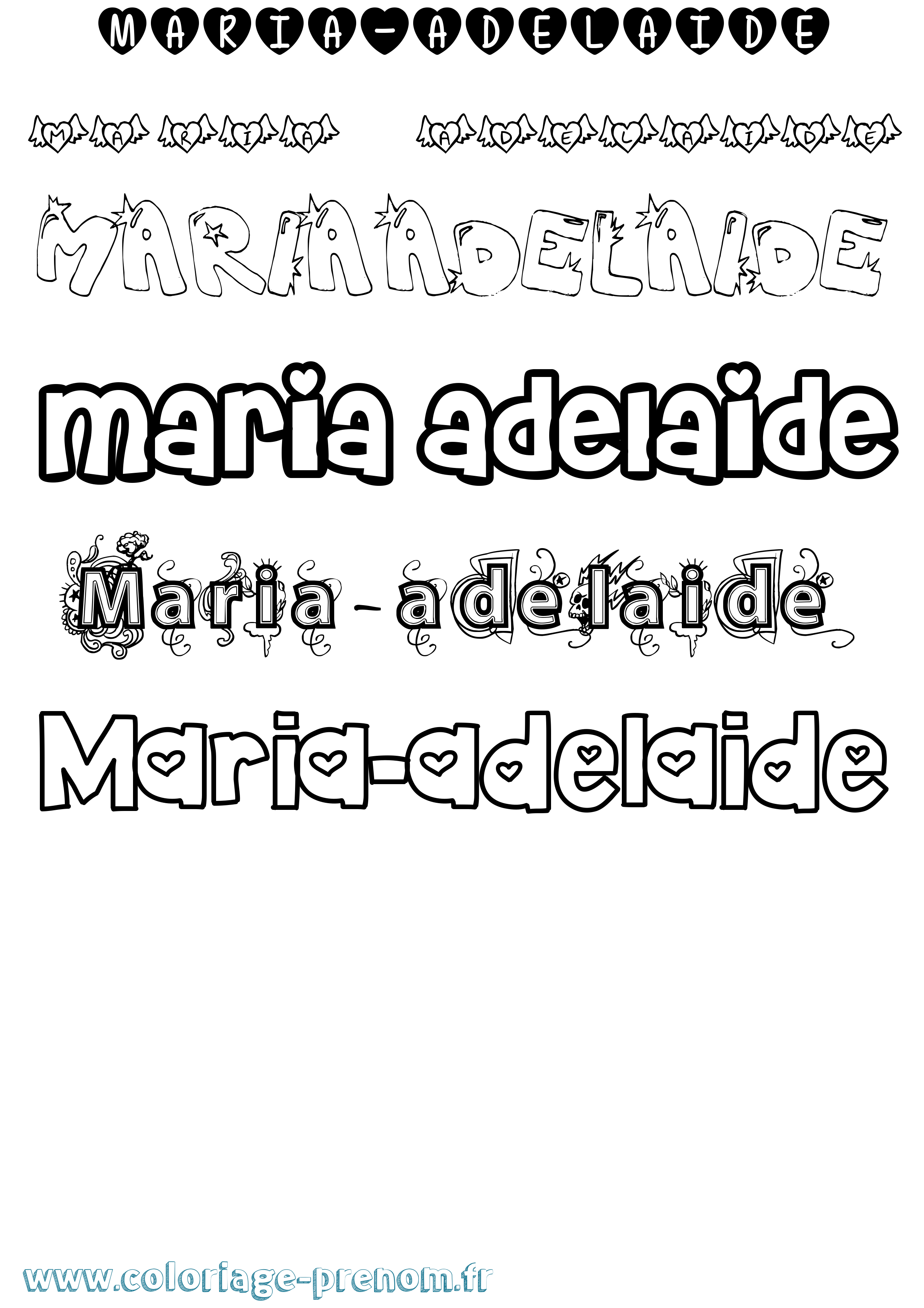 Coloriage Maria-Adelaide Girly Coloriage prénom Maria-Adelaide Girly