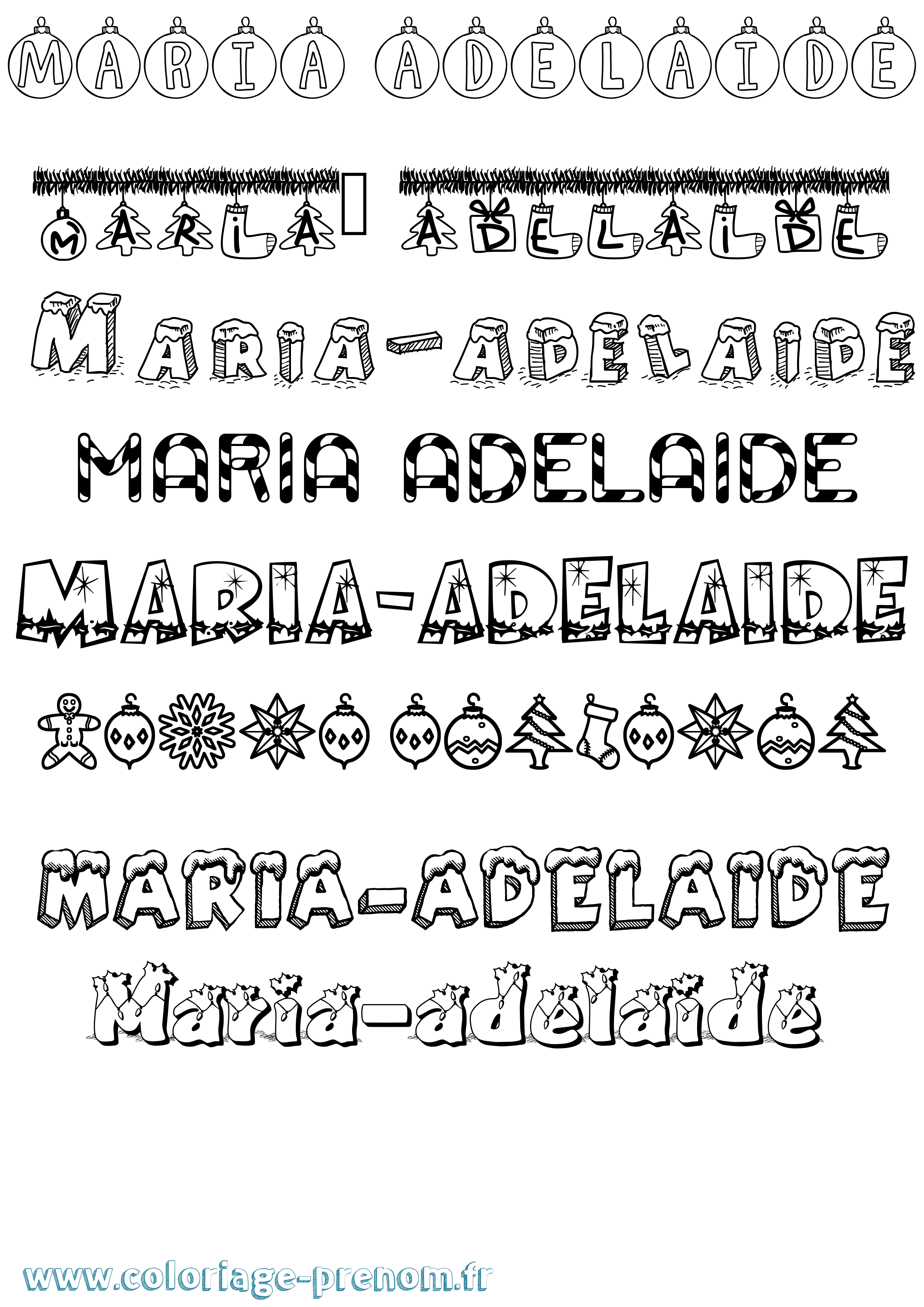 Coloriage Maria-Adelaide Noël Coloriage prénom Maria-Adelaide Noël
