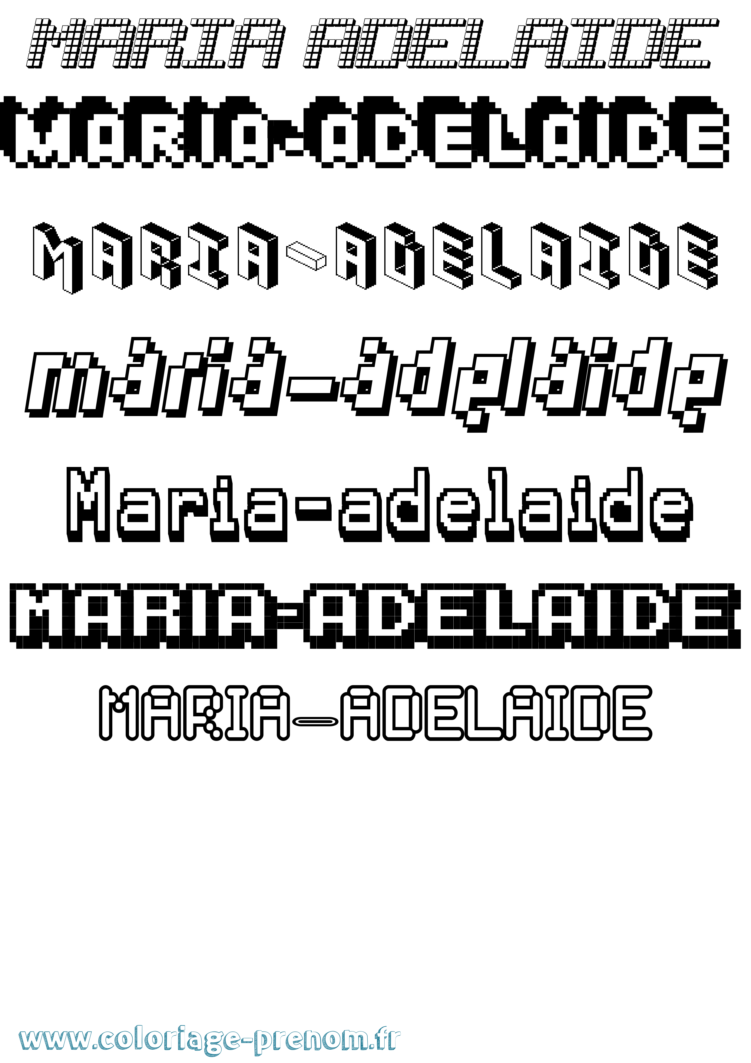 Coloriage Maria-Adelaide Pixel Coloriage prénom Maria-Adelaide Pixel