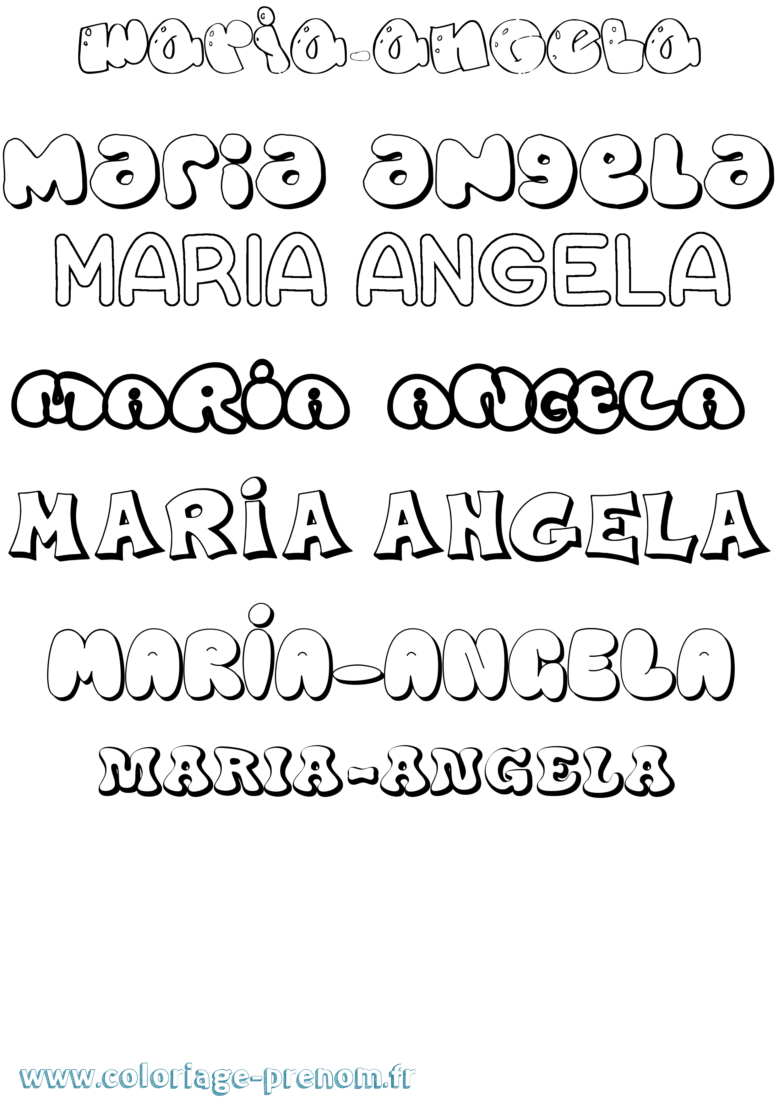 Coloriage Maria-Angela Bubble Coloriage prénom Maria-Angela Bubble