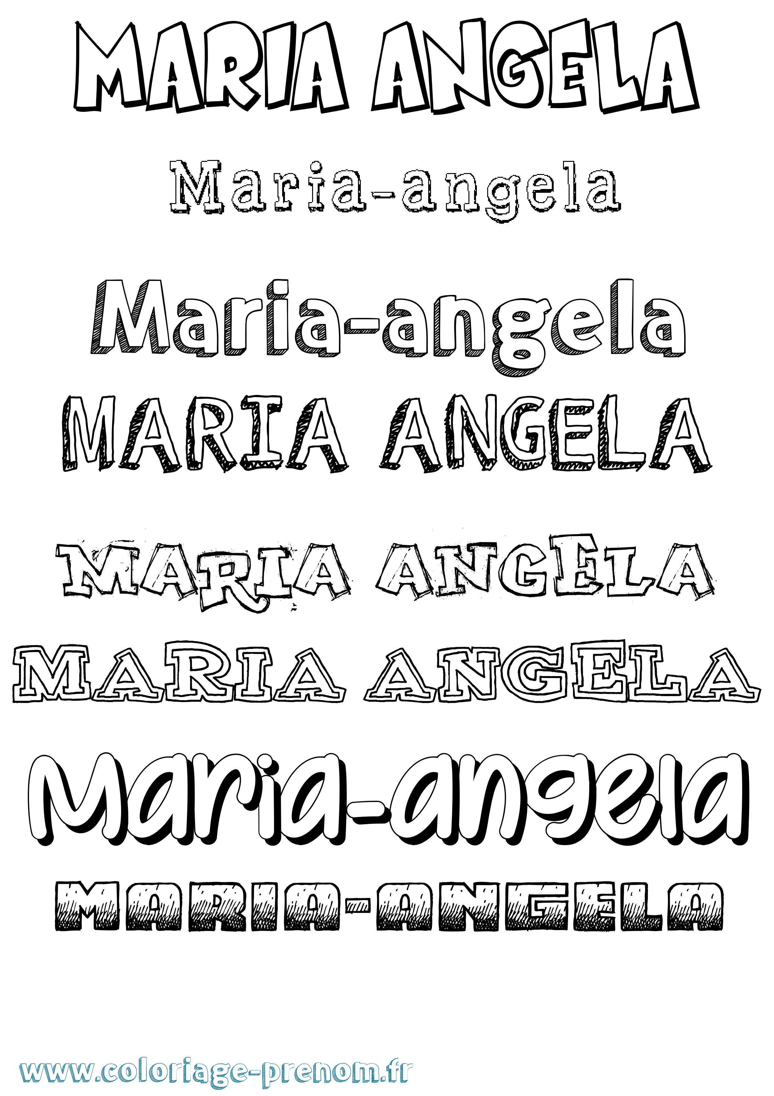 Coloriage Maria-Angela Dessiné Coloriage prénom Maria-Angela Dessiné