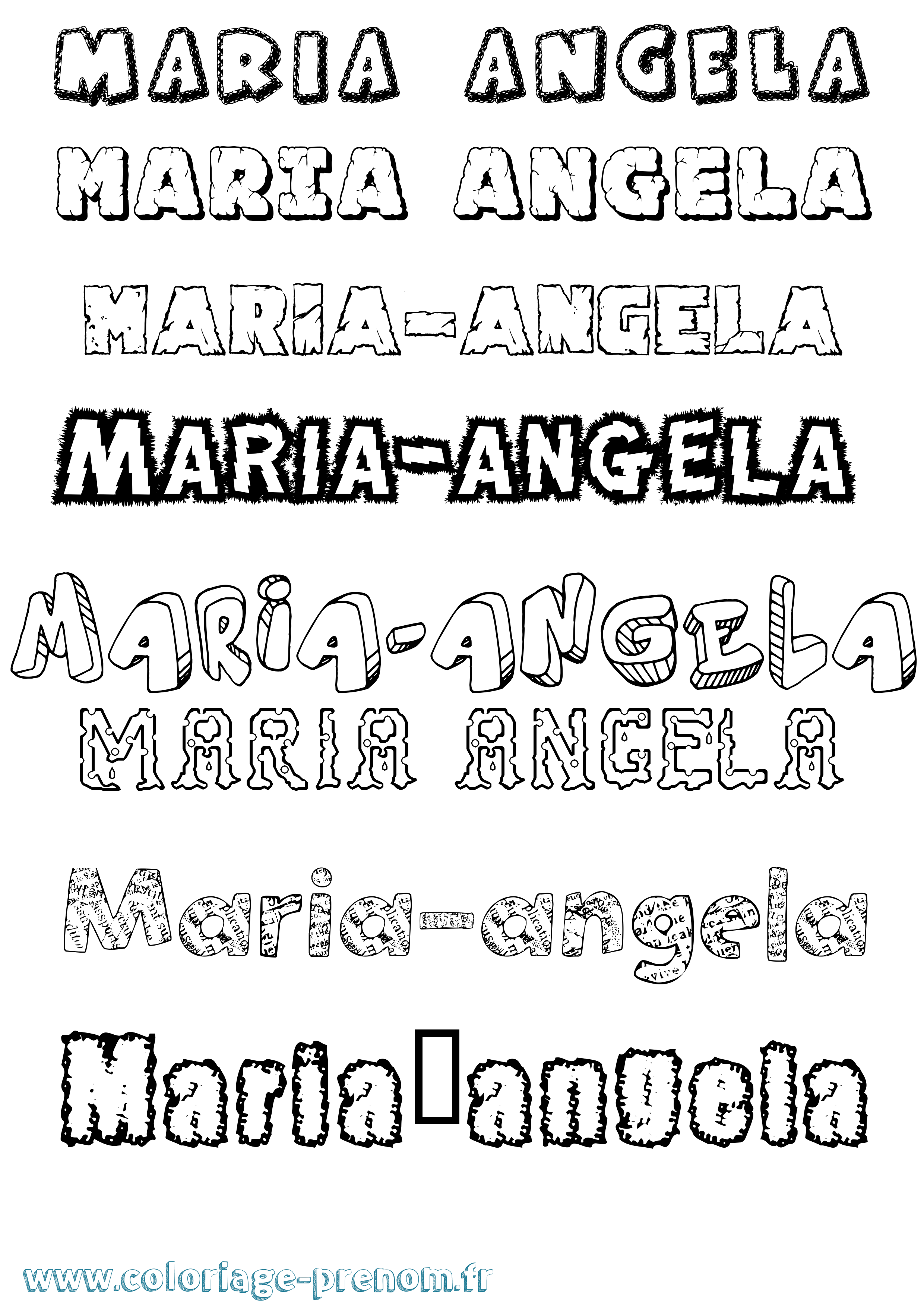 Coloriage Maria-Angela Destructuré Coloriage prénom Maria-Angela Destructuré