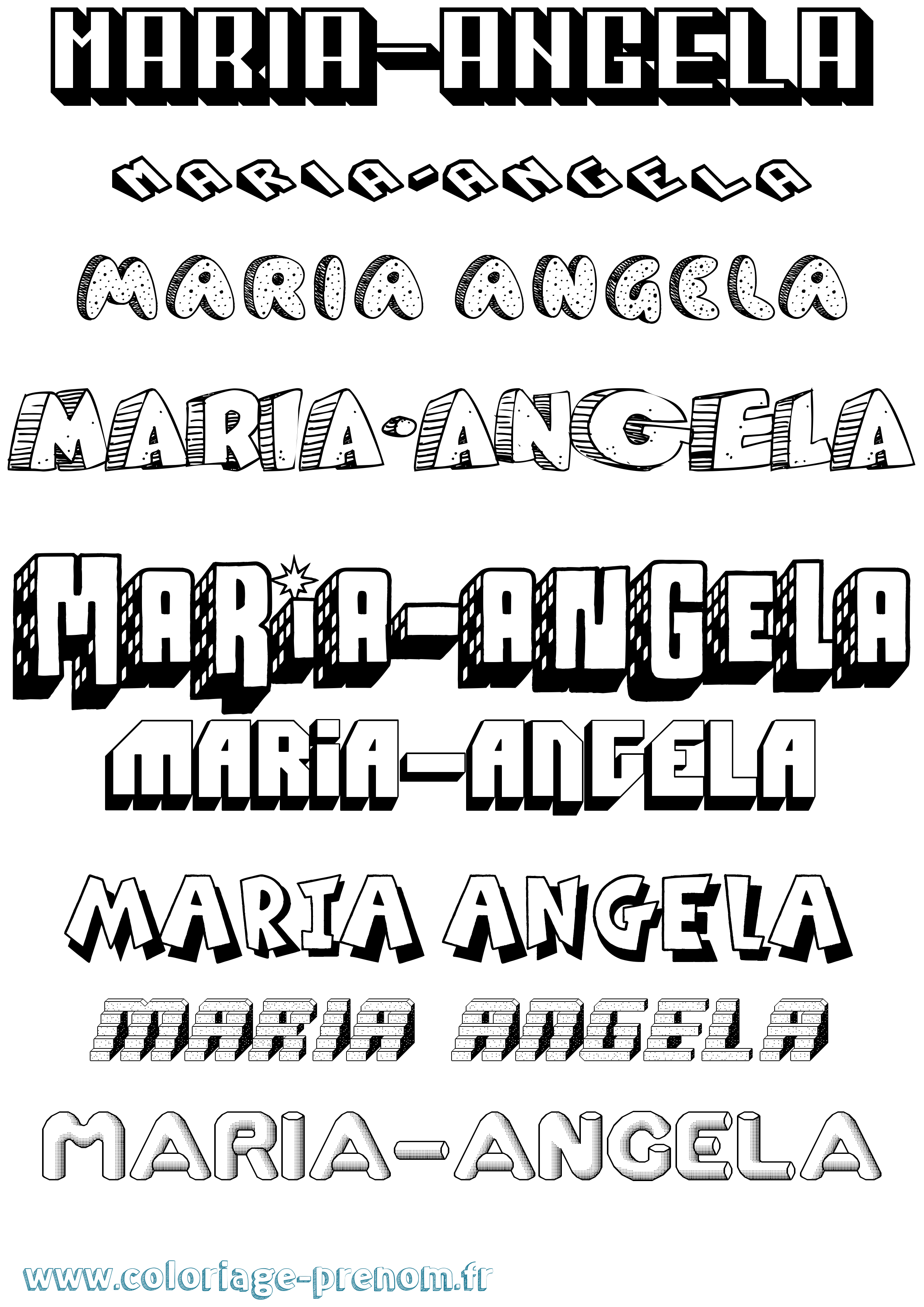 Coloriage Maria-Angela Effet 3D Coloriage prénom Maria-Angela Effet 3D