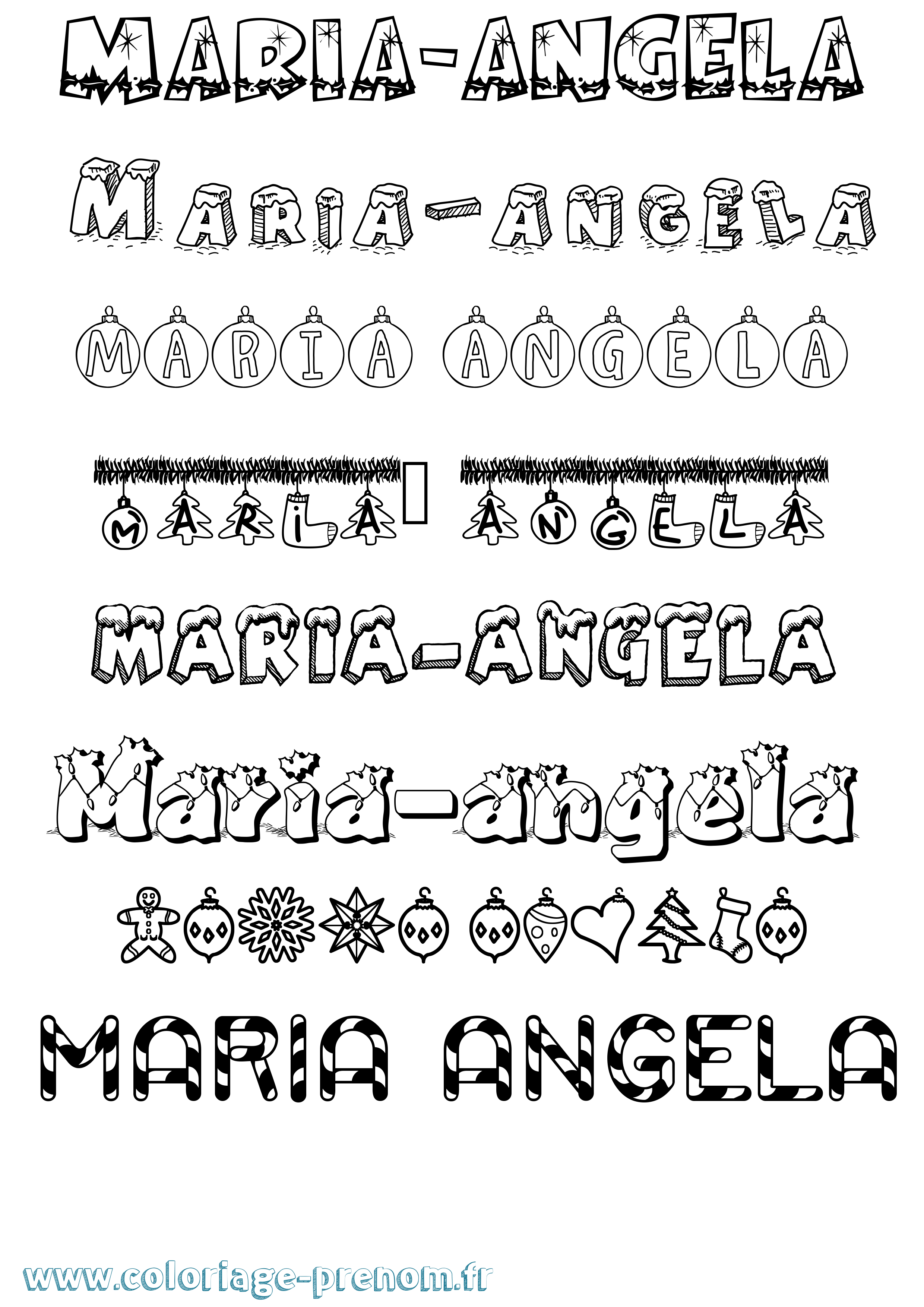 Coloriage Maria-Angela Noël Coloriage prénom Maria-Angela Noël