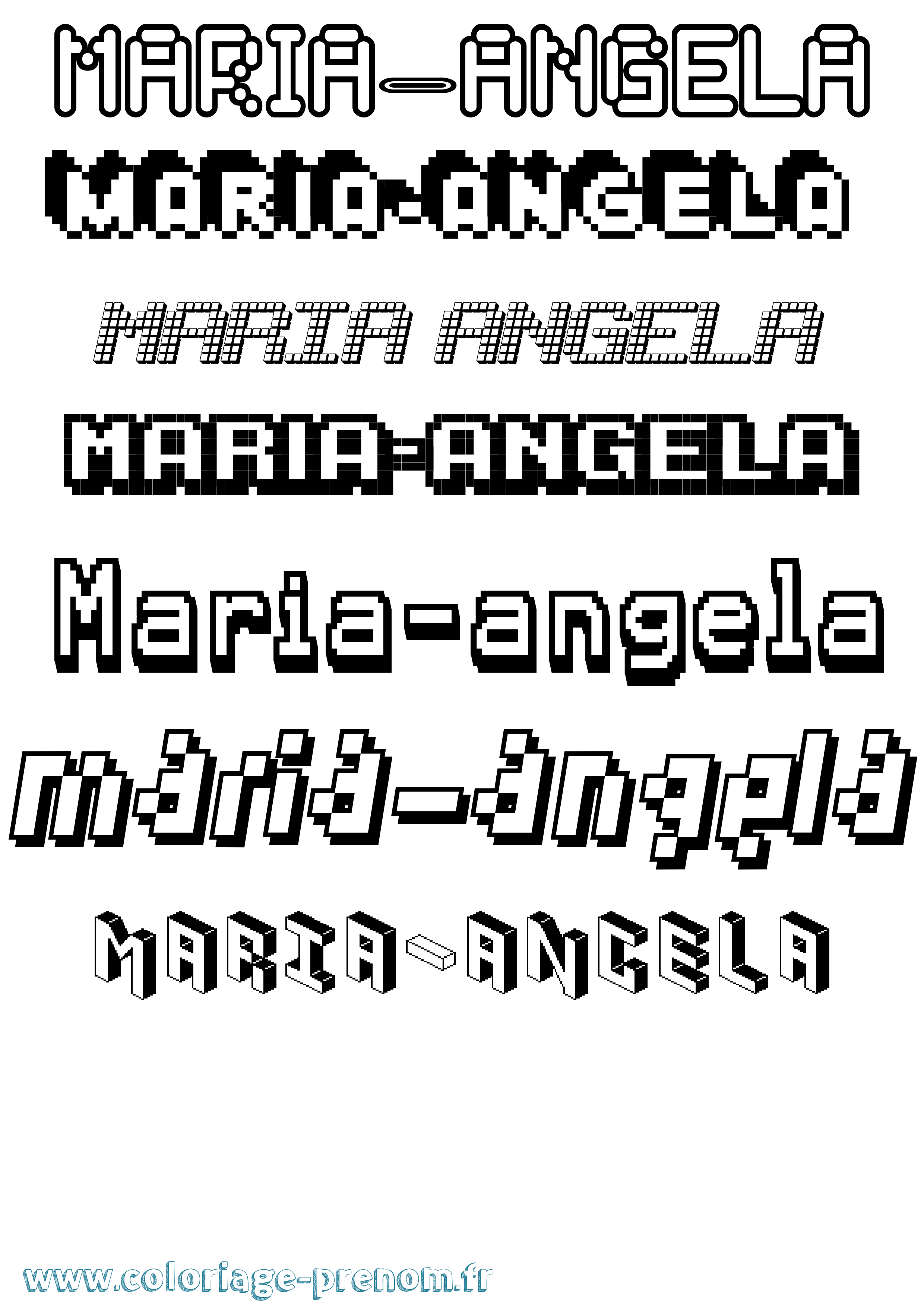 Coloriage Maria-Angela Pixel Coloriage prénom Maria-Angela Pixel