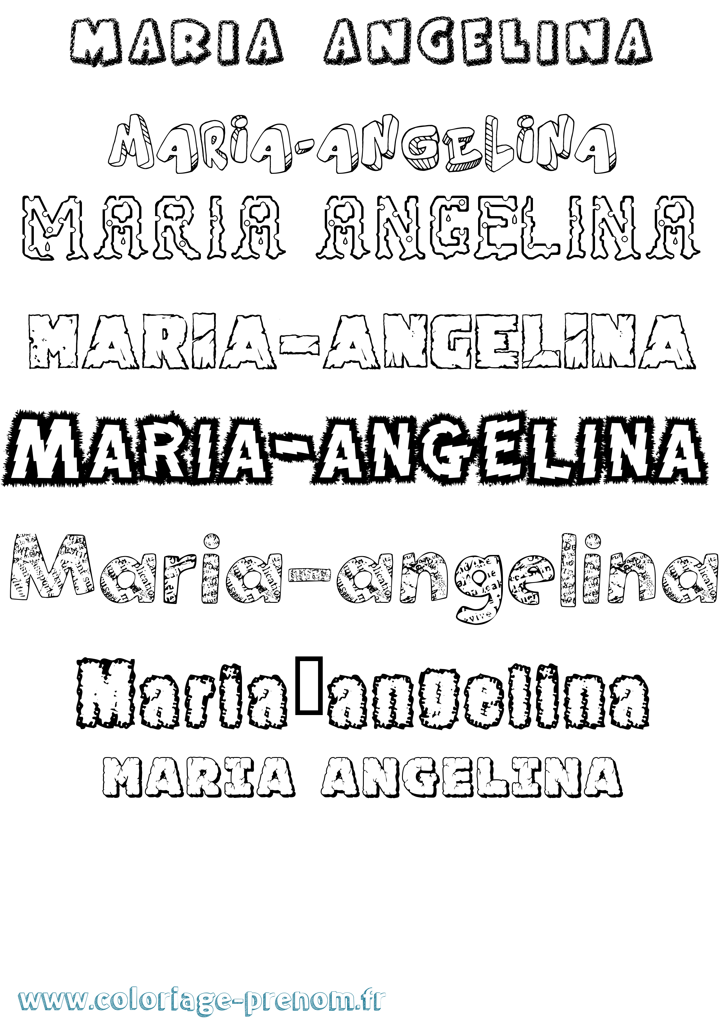 Coloriage Maria-Angelina Destructuré Coloriage prénom Maria-Angelina Destructuré