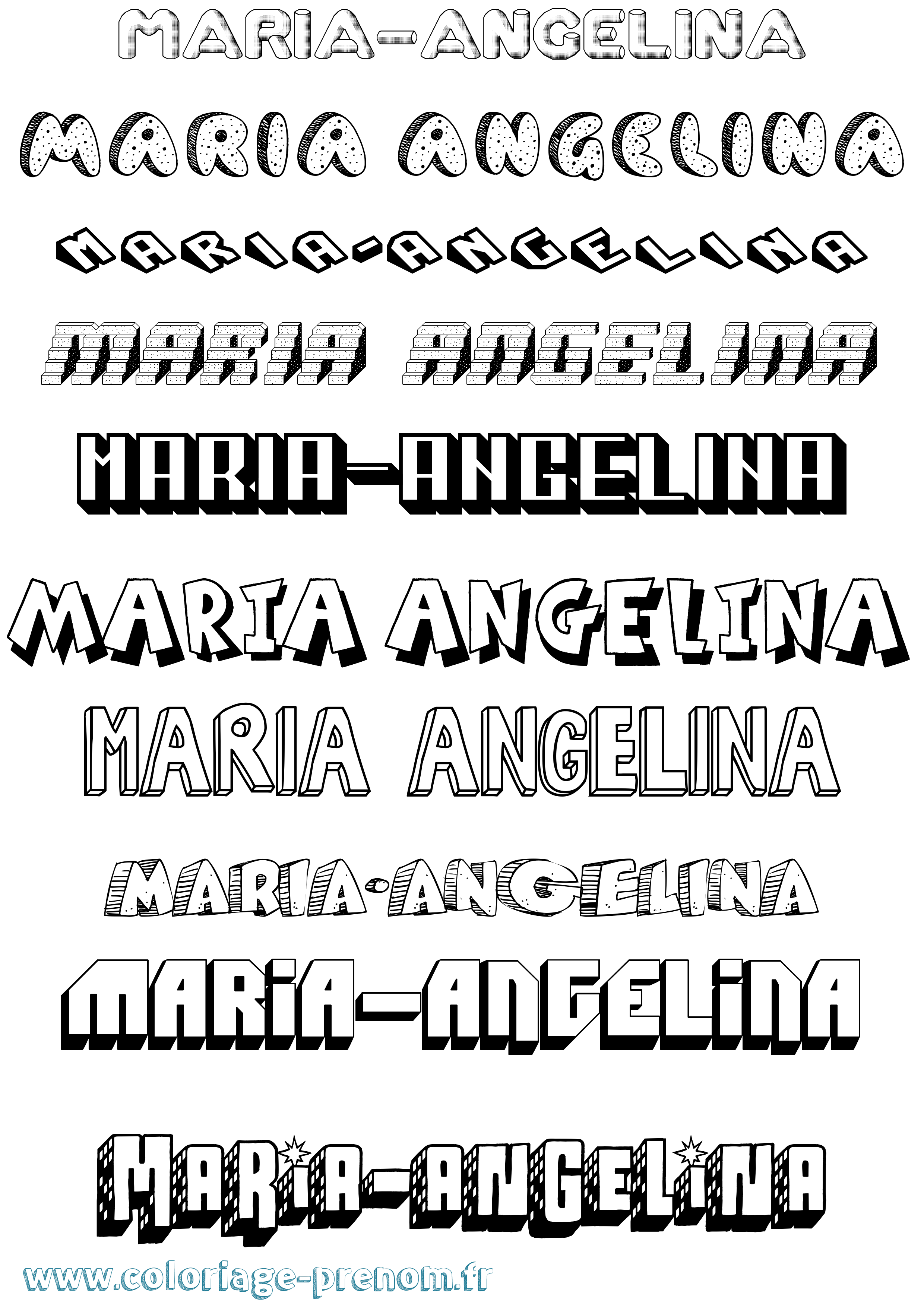 Coloriage Maria-Angelina Effet 3D Coloriage prénom Maria-Angelina Effet 3D