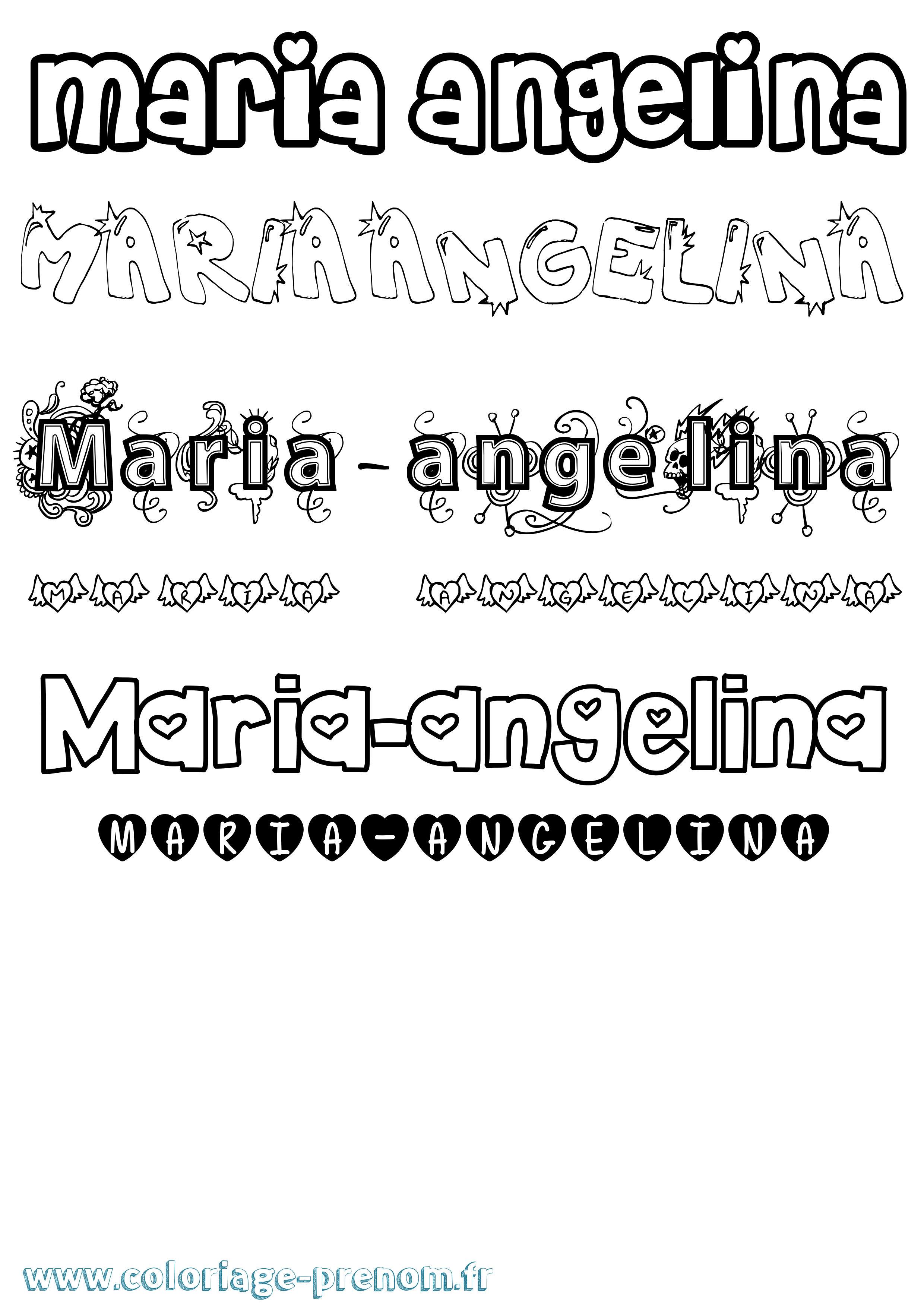 Coloriage Maria-Angelina Girly Coloriage prénom Maria-Angelina Girly
