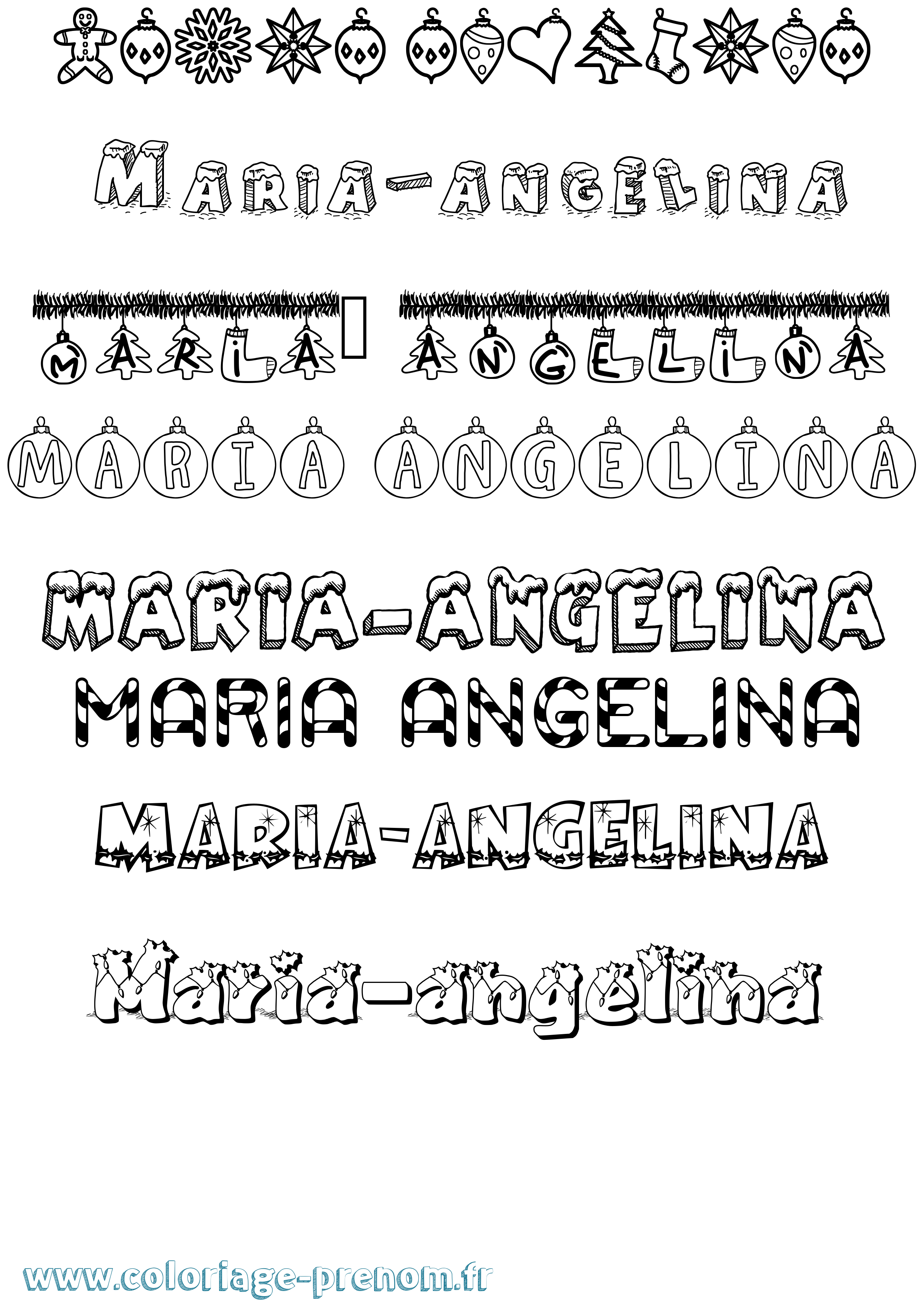 Coloriage Maria-Angelina Noël Coloriage prénom Maria-Angelina Noël