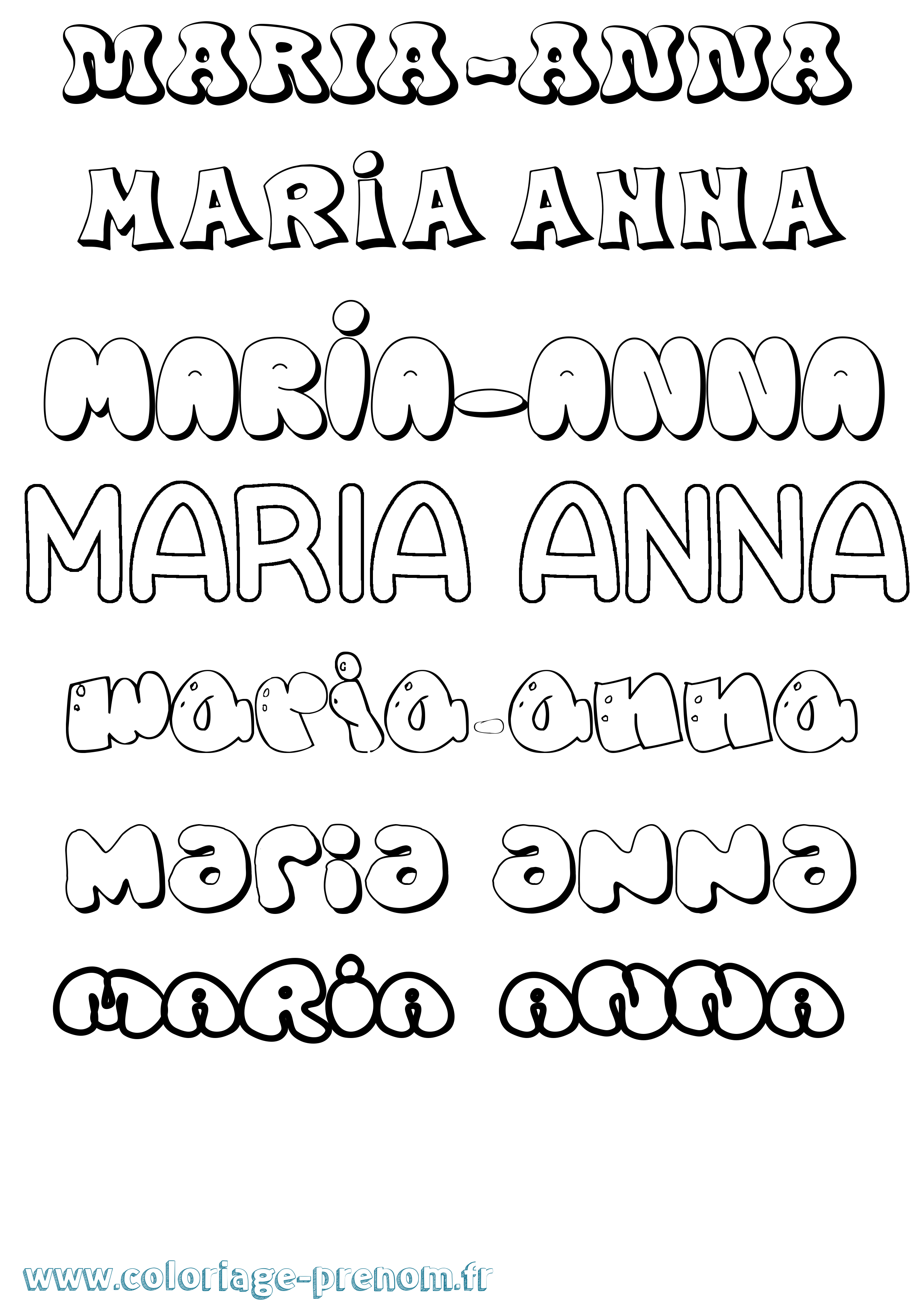 Coloriage Maria-Anna Bubble Coloriage prénom Maria-Anna Bubble