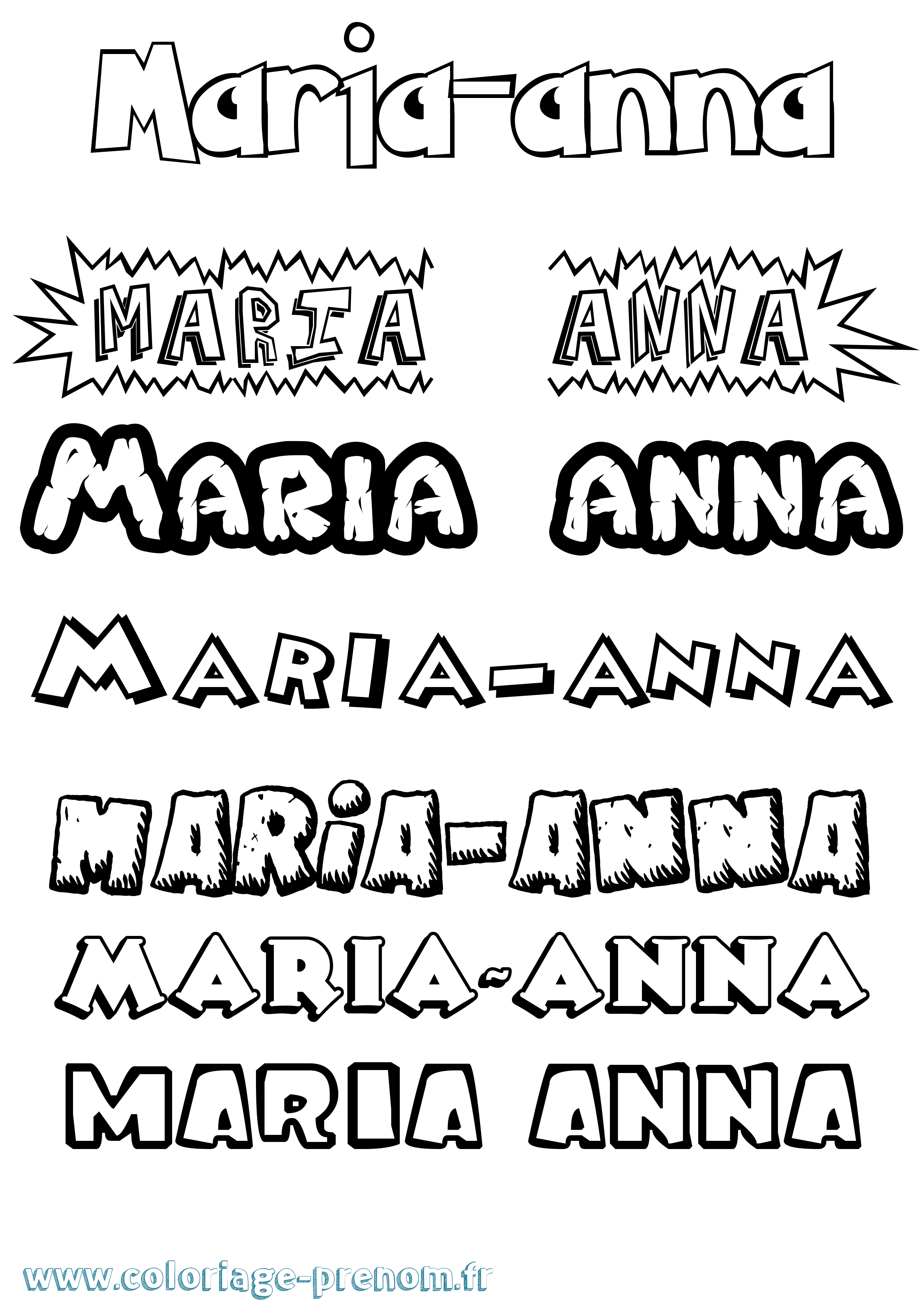 Coloriage Maria-Anna Dessin Animé Coloriage prénom Maria-Anna Dessin Animé
