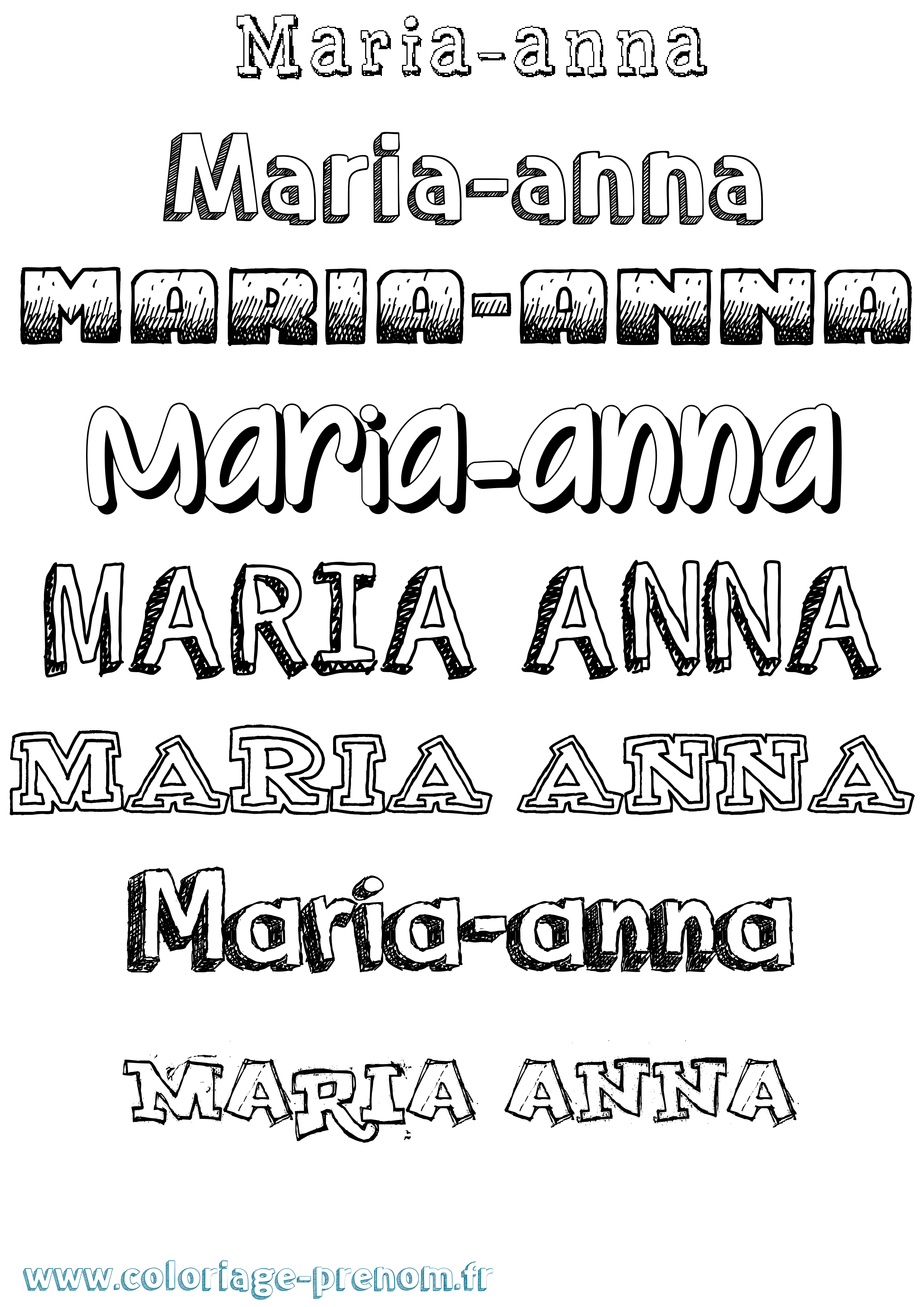 Coloriage Maria-Anna Dessiné Coloriage prénom Maria-Anna Dessiné