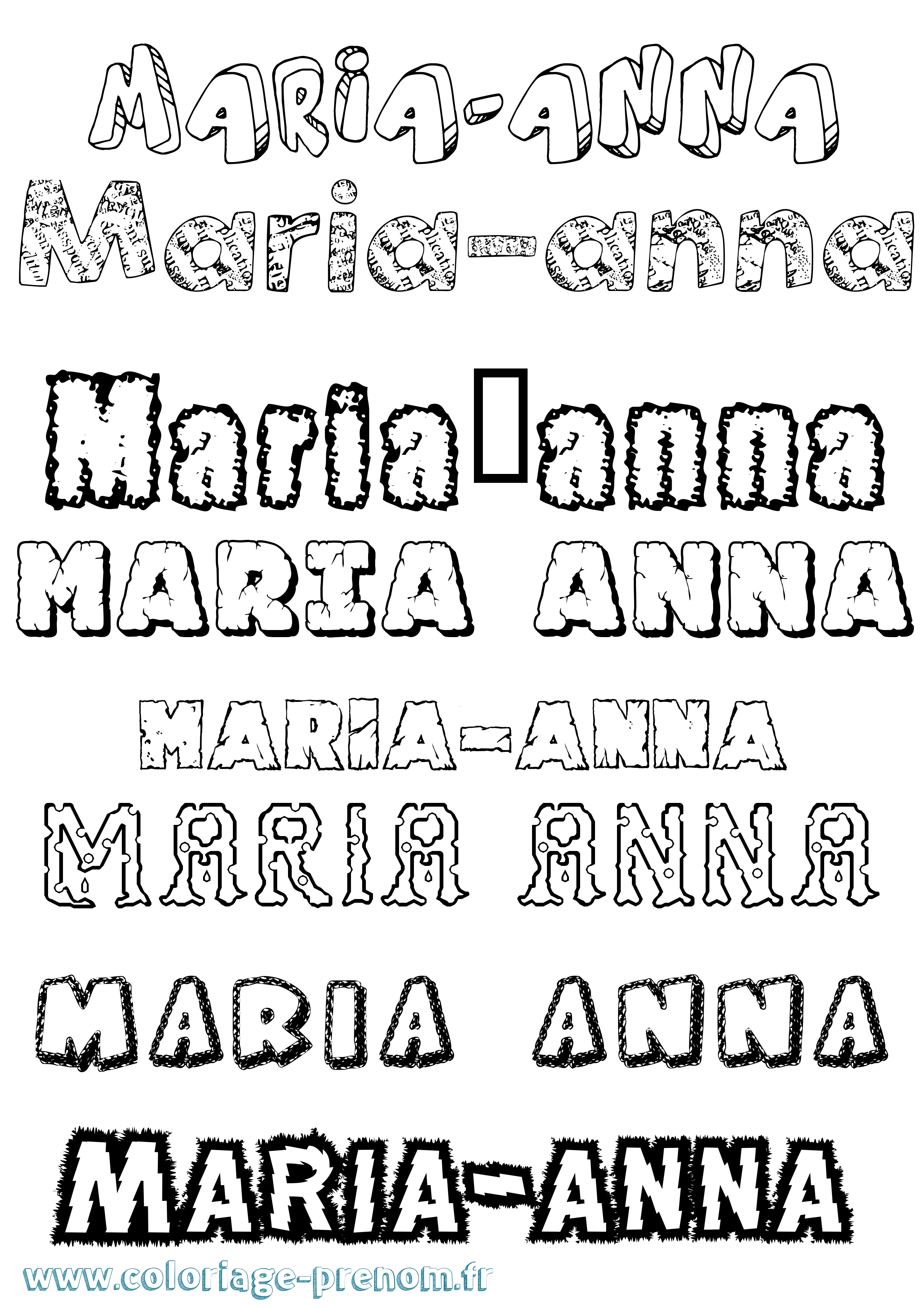 Coloriage Maria-Anna Destructuré Coloriage prénom Maria-Anna Destructuré
