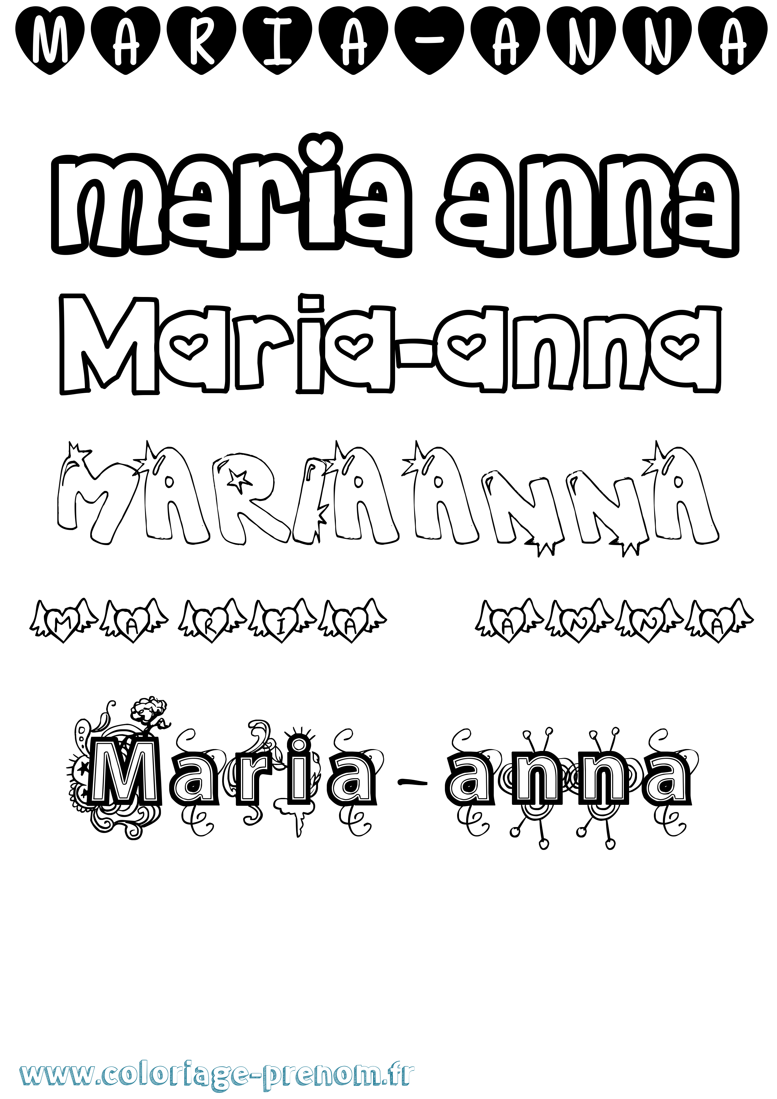 Coloriage Maria-Anna Girly Coloriage prénom Maria-Anna Girly