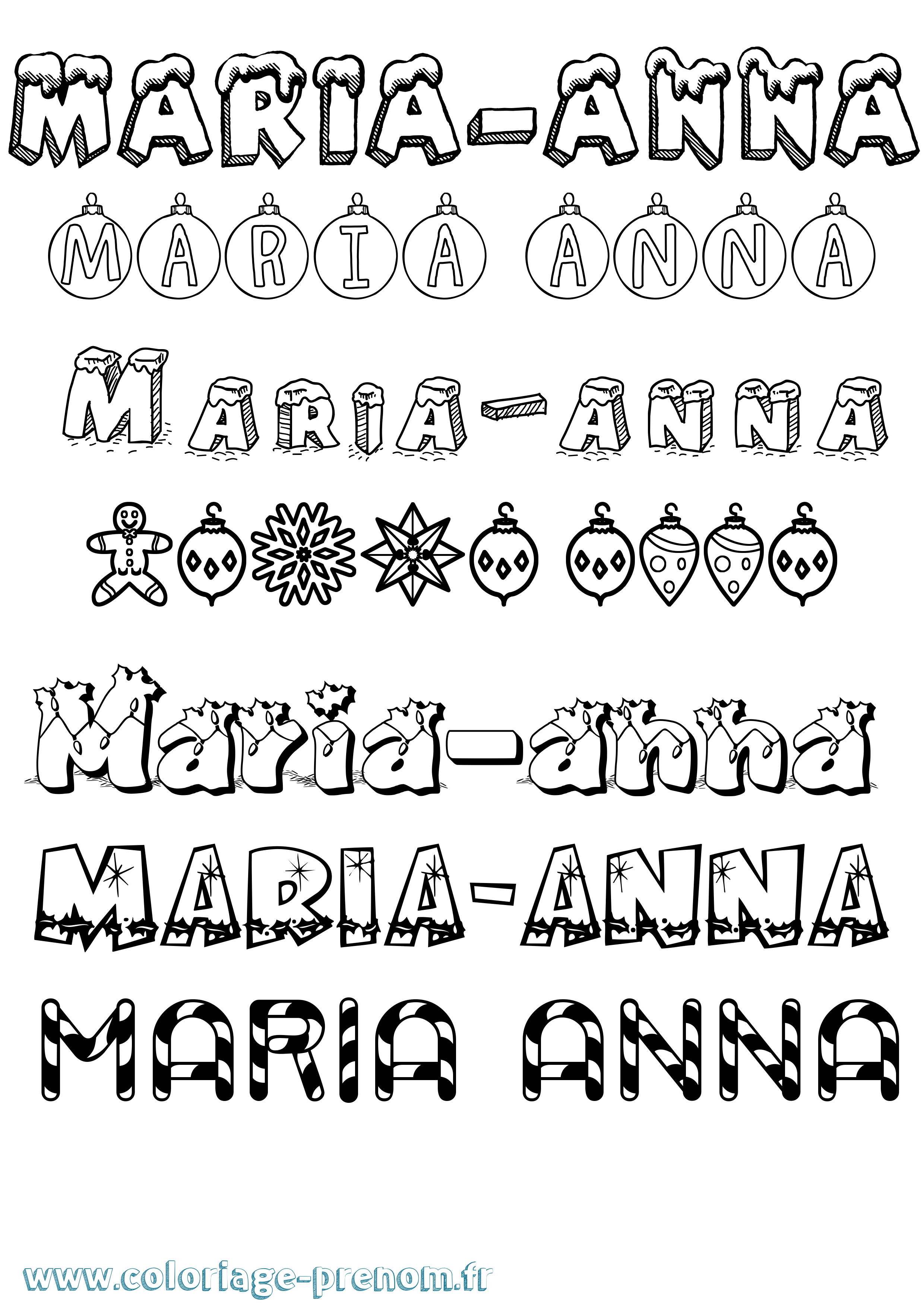 Coloriage Maria-Anna Noël Coloriage prénom Maria-Anna Noël