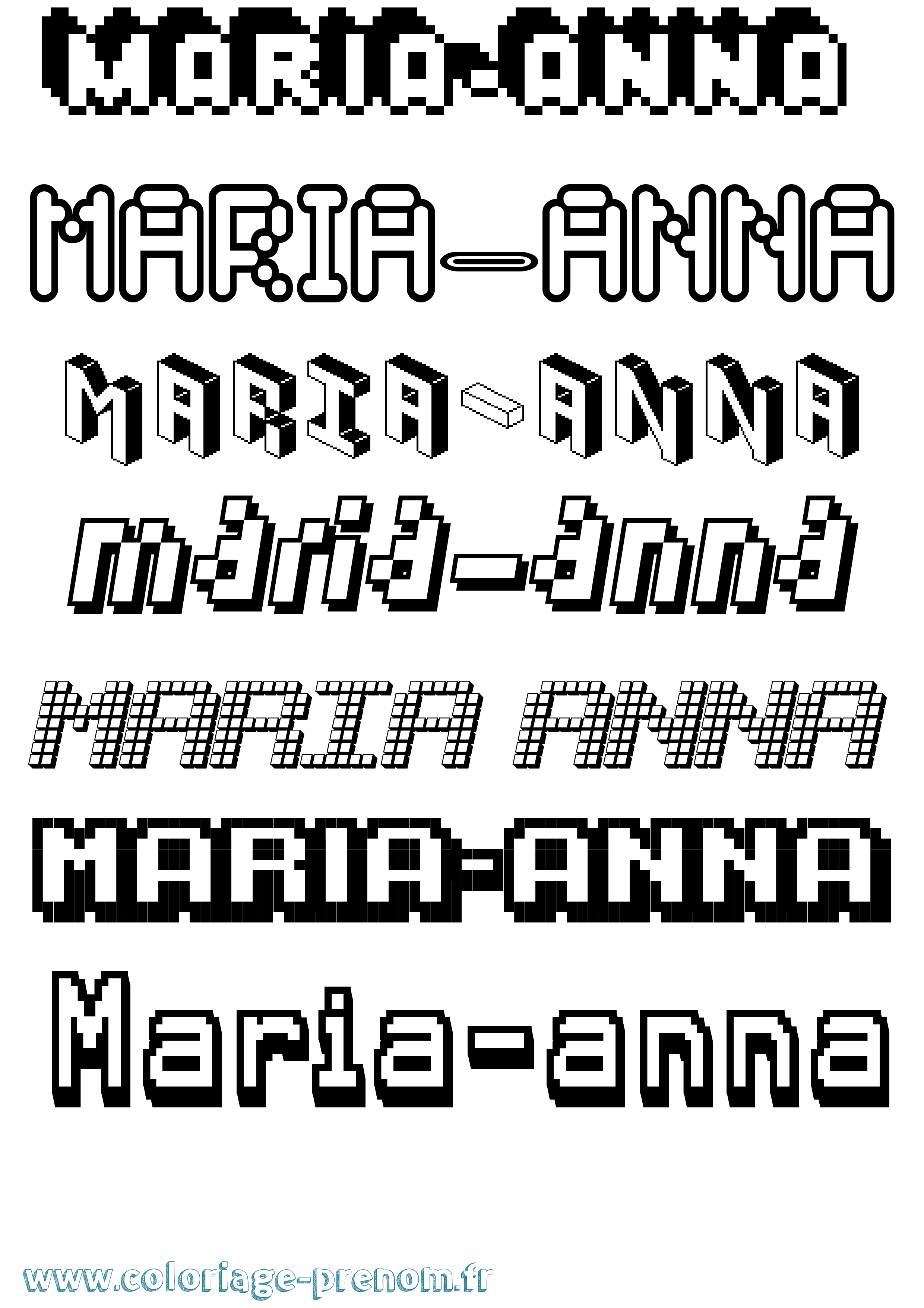 Coloriage Maria-Anna Pixel Coloriage prénom Maria-Anna Pixel