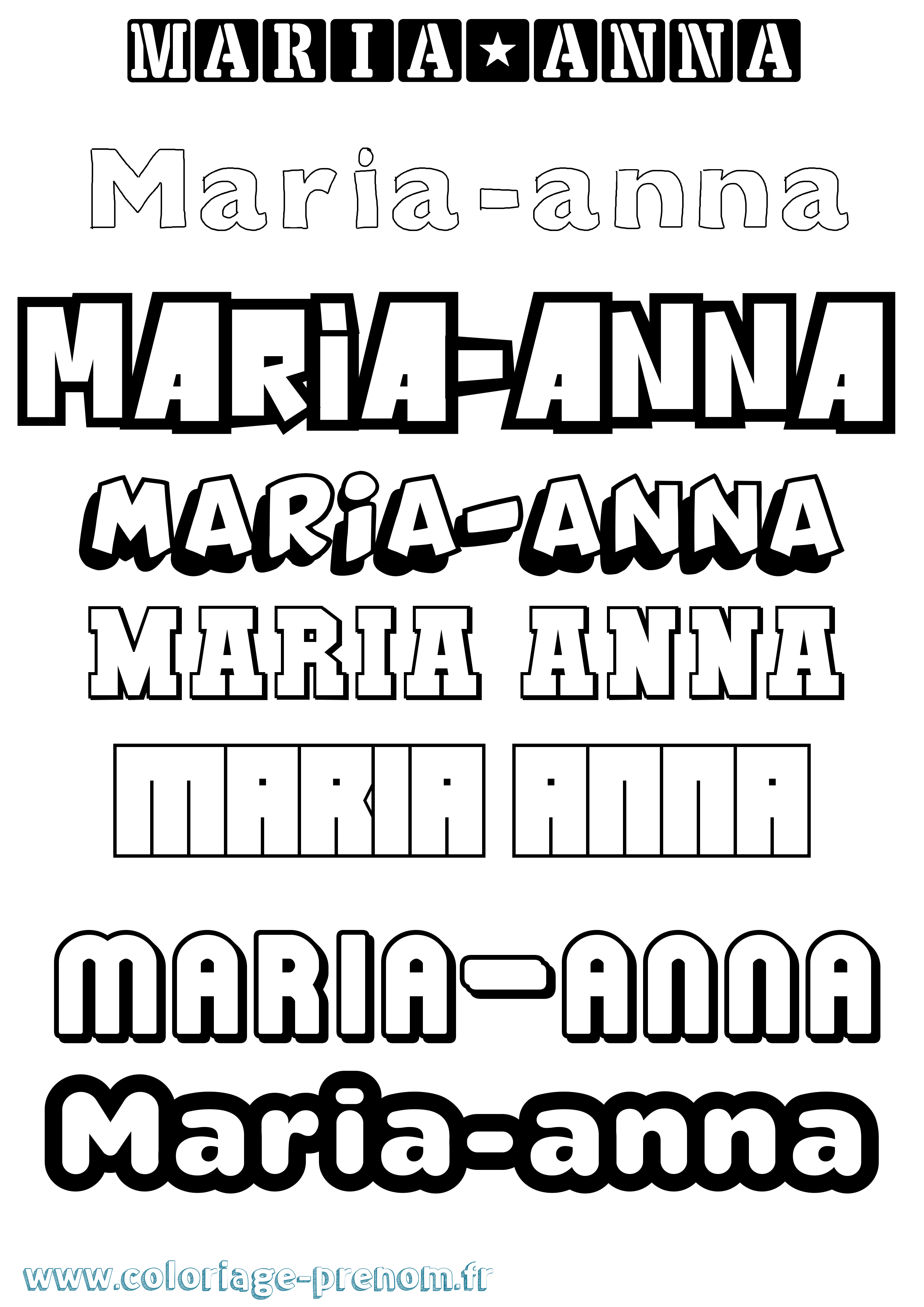 Coloriage Maria-Anna Simple Coloriage prénom Maria-Anna Simple