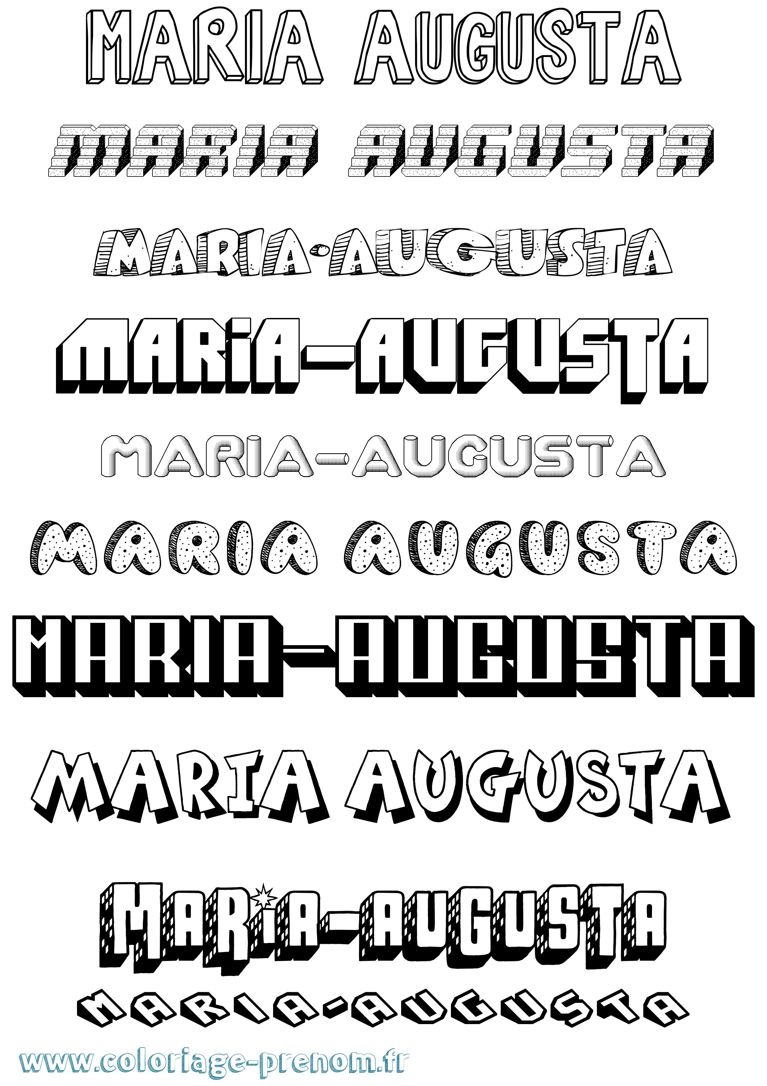 Coloriage Maria-Augusta Effet 3D Coloriage prénom Maria-Augusta Effet 3D