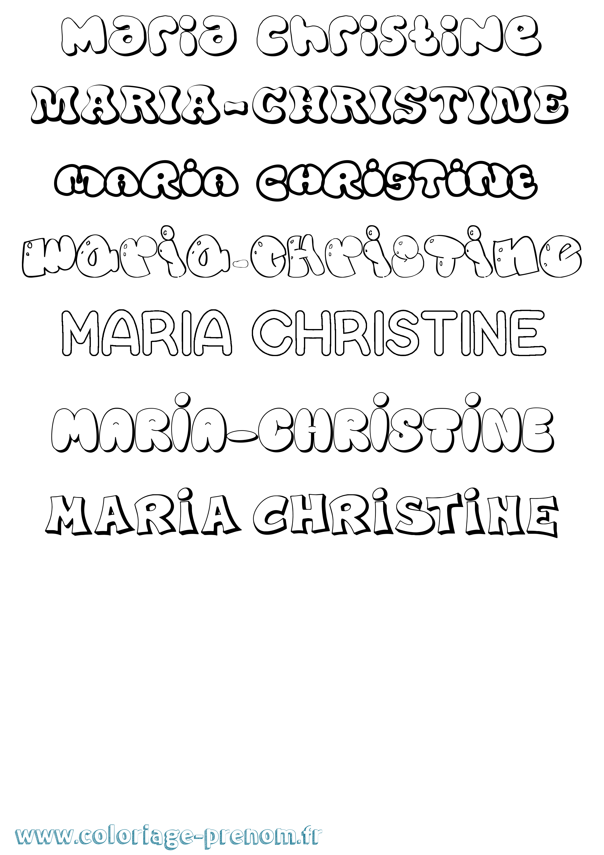 Coloriage Maria-Christine Bubble Coloriage prénom Maria-Christine Bubble