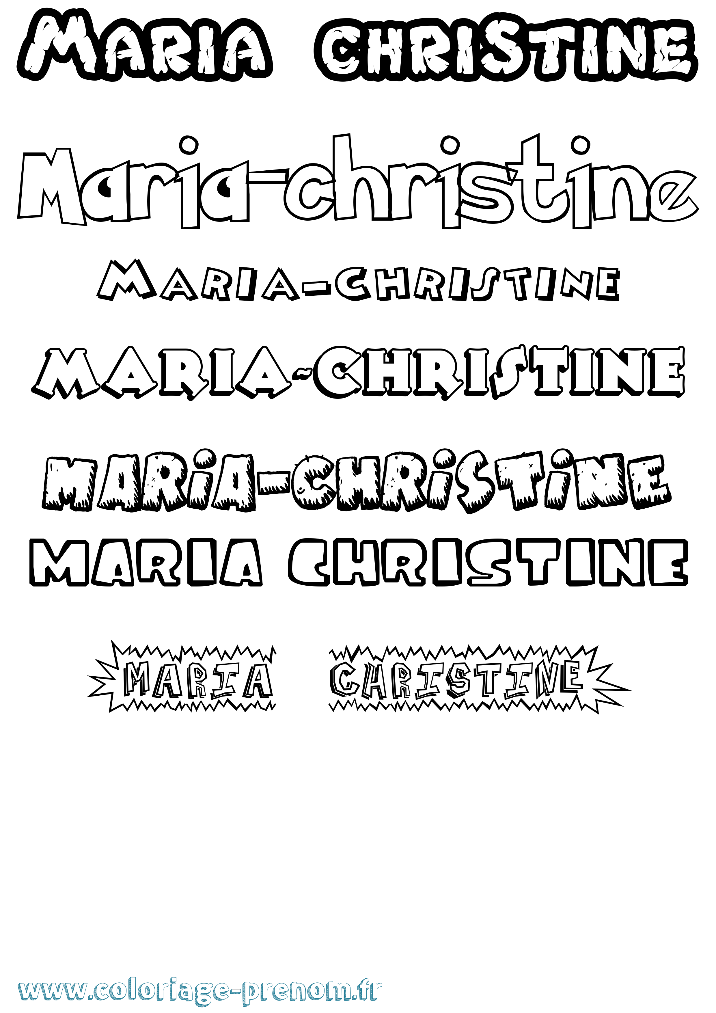 Coloriage Maria-Christine Dessin Animé Coloriage prénom Maria-Christine Dessin Animé