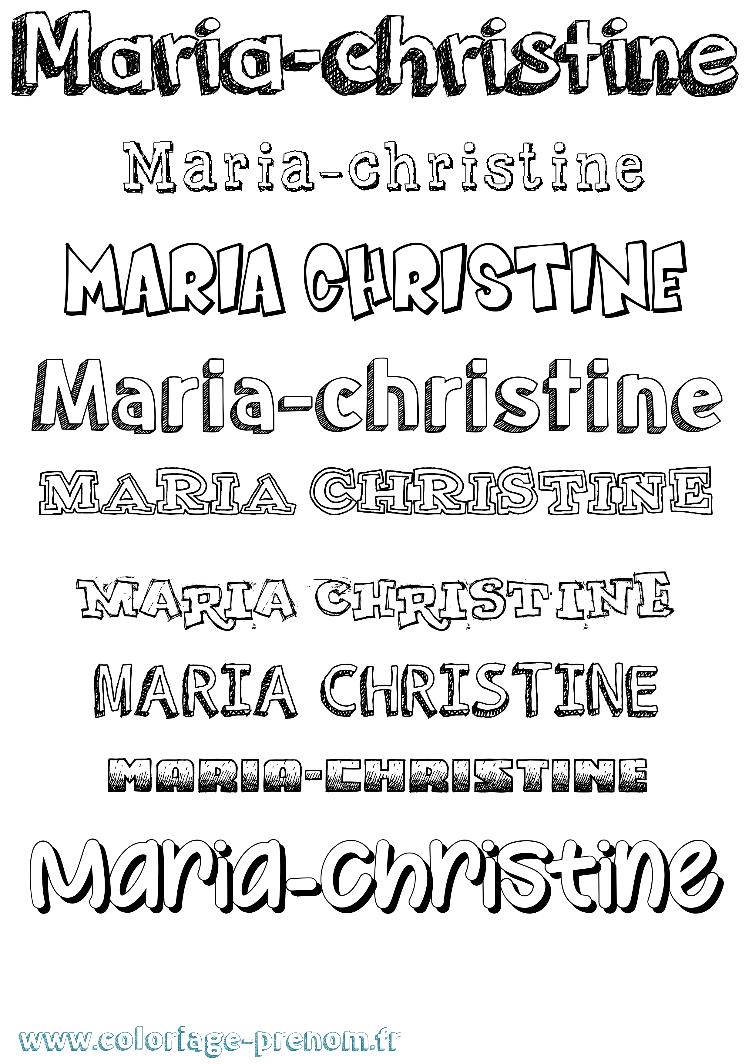 Coloriage Maria-Christine Dessiné Coloriage prénom Maria-Christine Dessiné