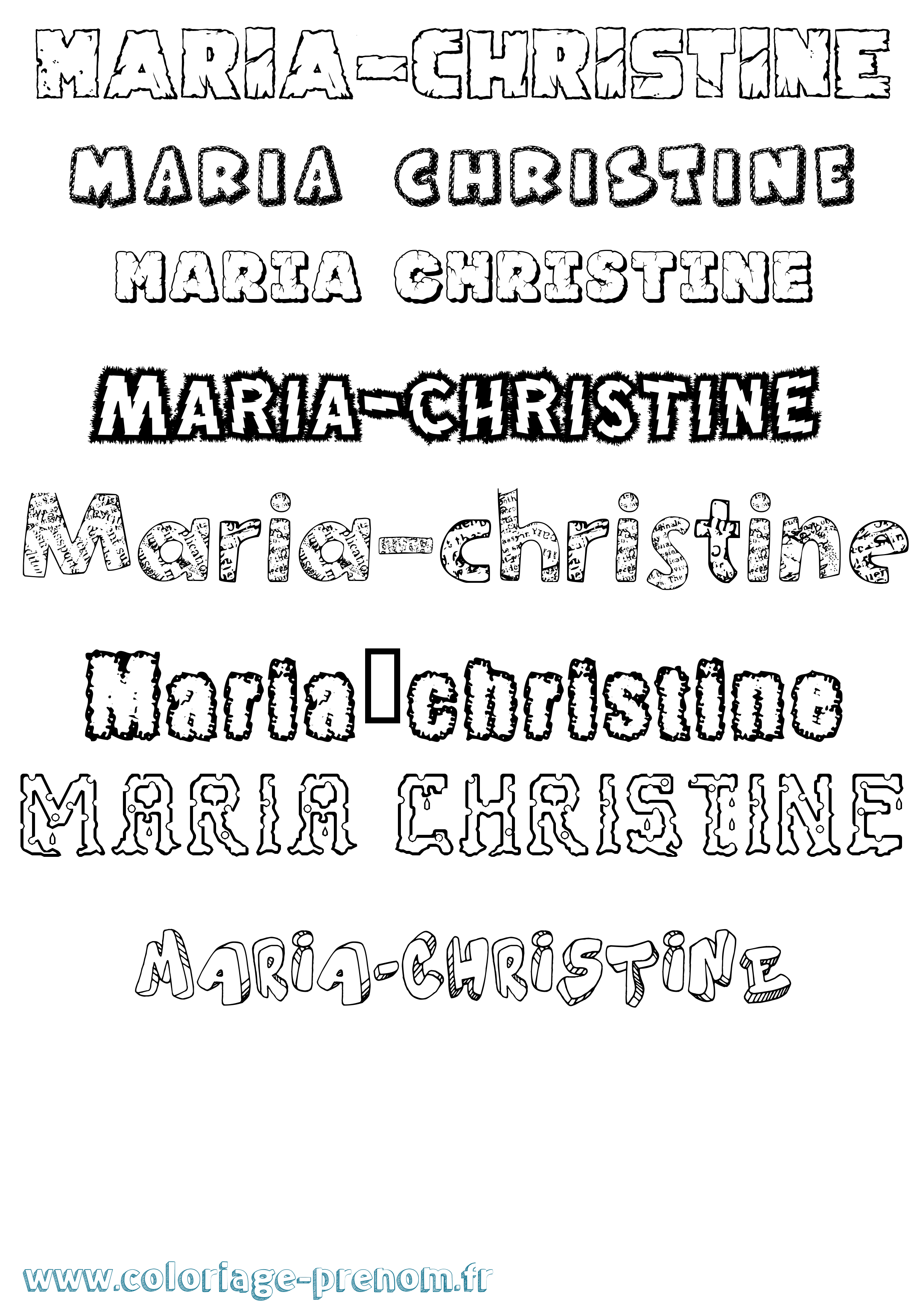 Coloriage Maria-Christine Destructuré Coloriage prénom Maria-Christine Destructuré